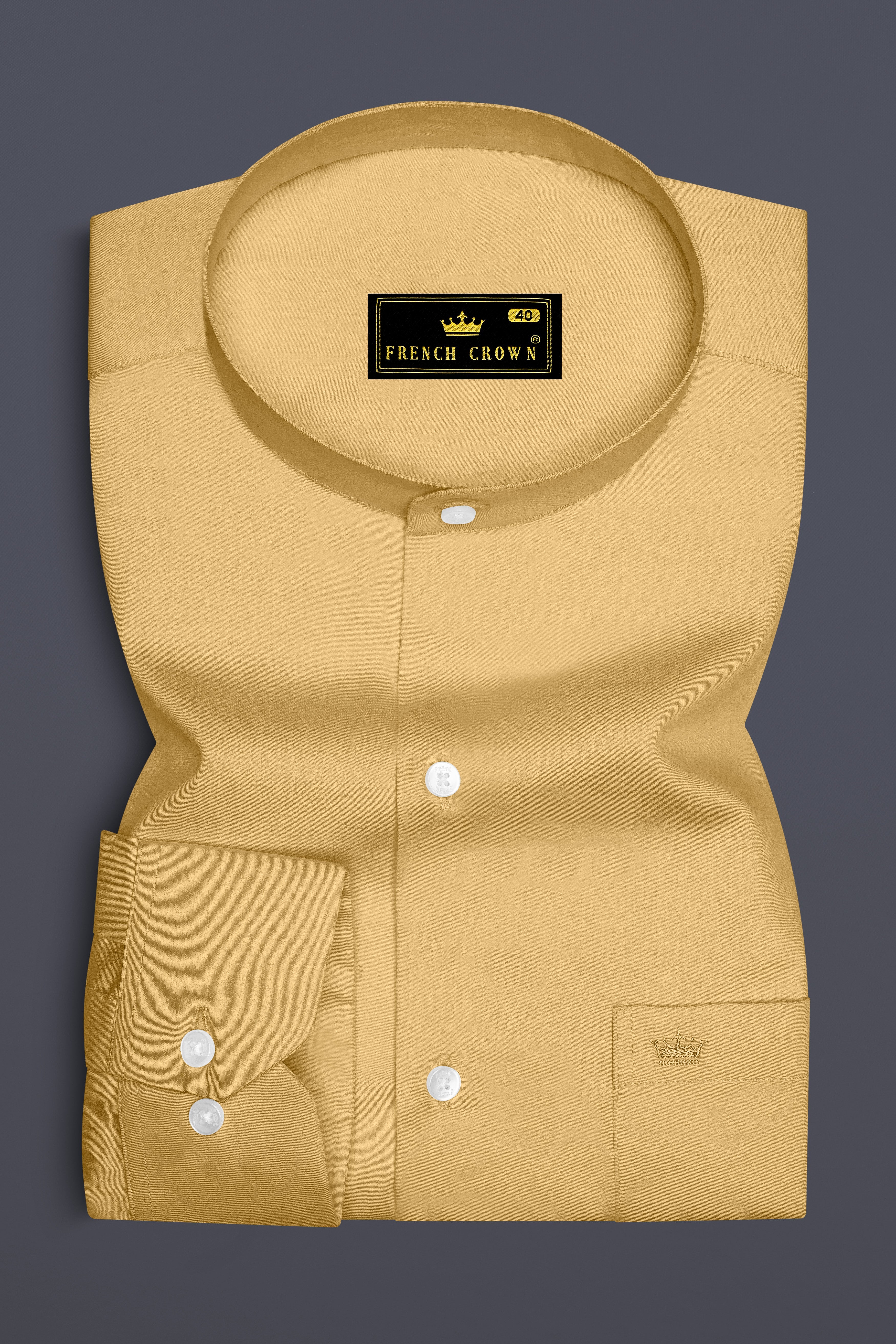 Aurion-Desert Yellow Subtle Sheen Super Soft Premium Cotton Mandarin Dress Shirt 14422-M-38, 14422-M-H-38, 14422-M-39, 14422-M-H-39, 14422-M-40, 14422-M-H-40, 14422-M-42, 14422-M-H-42, 14422-M-44, 14422-M-H-44, 14422-M-46, 14422-M-H-46, 14422-M-48, 14422-M-H-48, 14422-M-50, 14422-M-H-50, 14422-M-52, 14422-M-H-52
