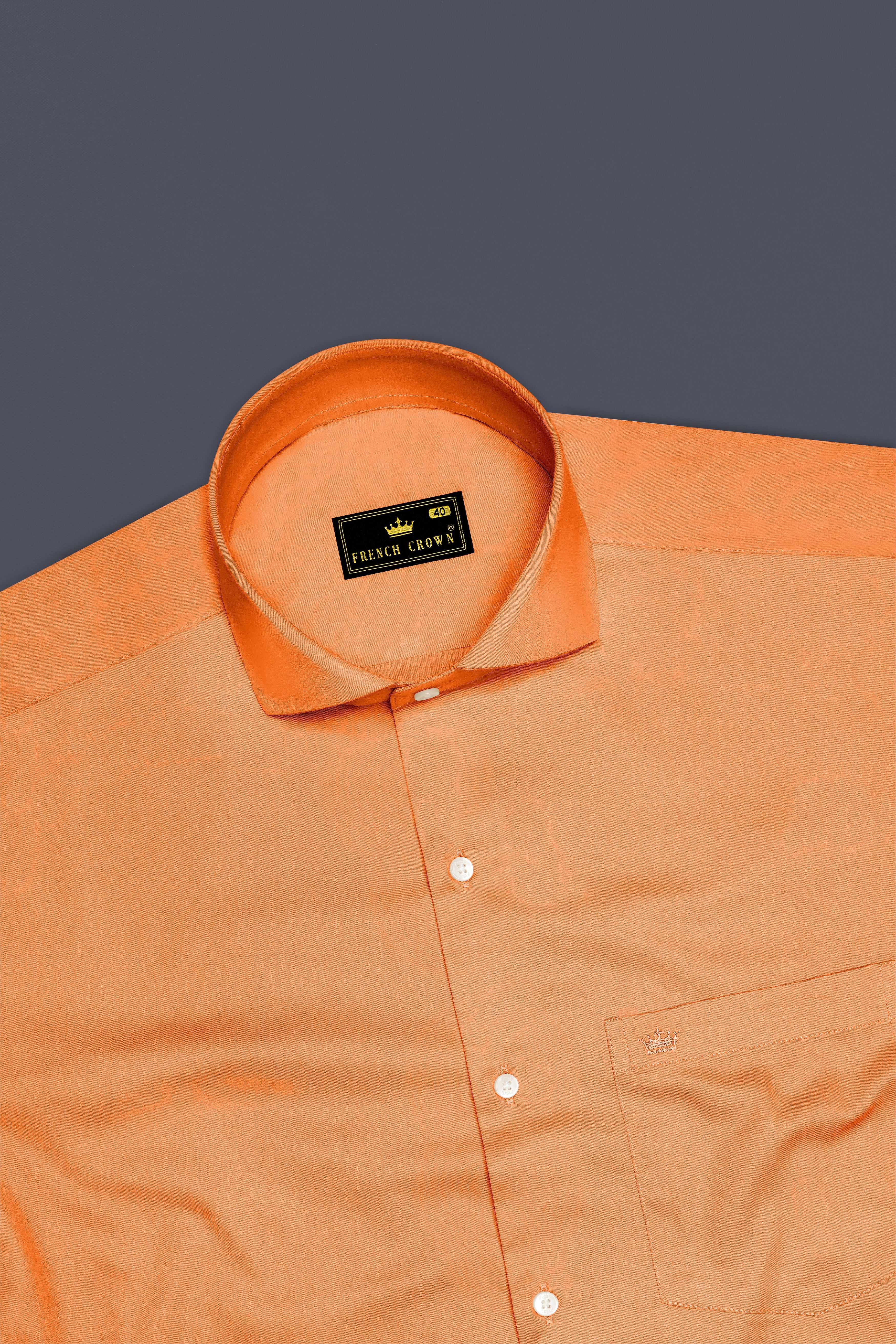 Safforo-Persian Orange Subtle Sheen Super Soft Premium Cotton Cut Away Collar Dress Shirt