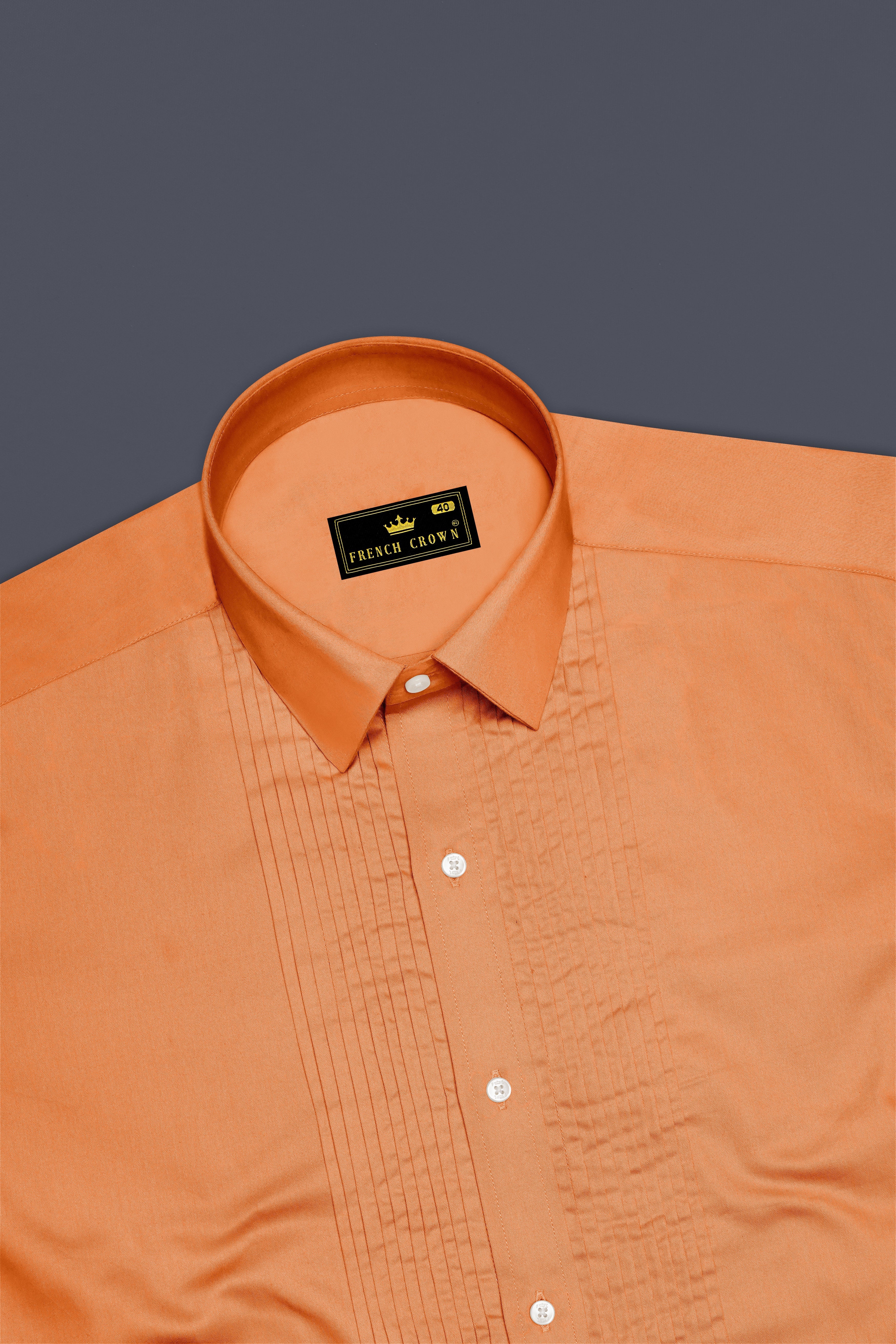 Safforo-Persian Orange Subtle Sheen Super Soft Premium Cotton Tuxedo Dress Shirt