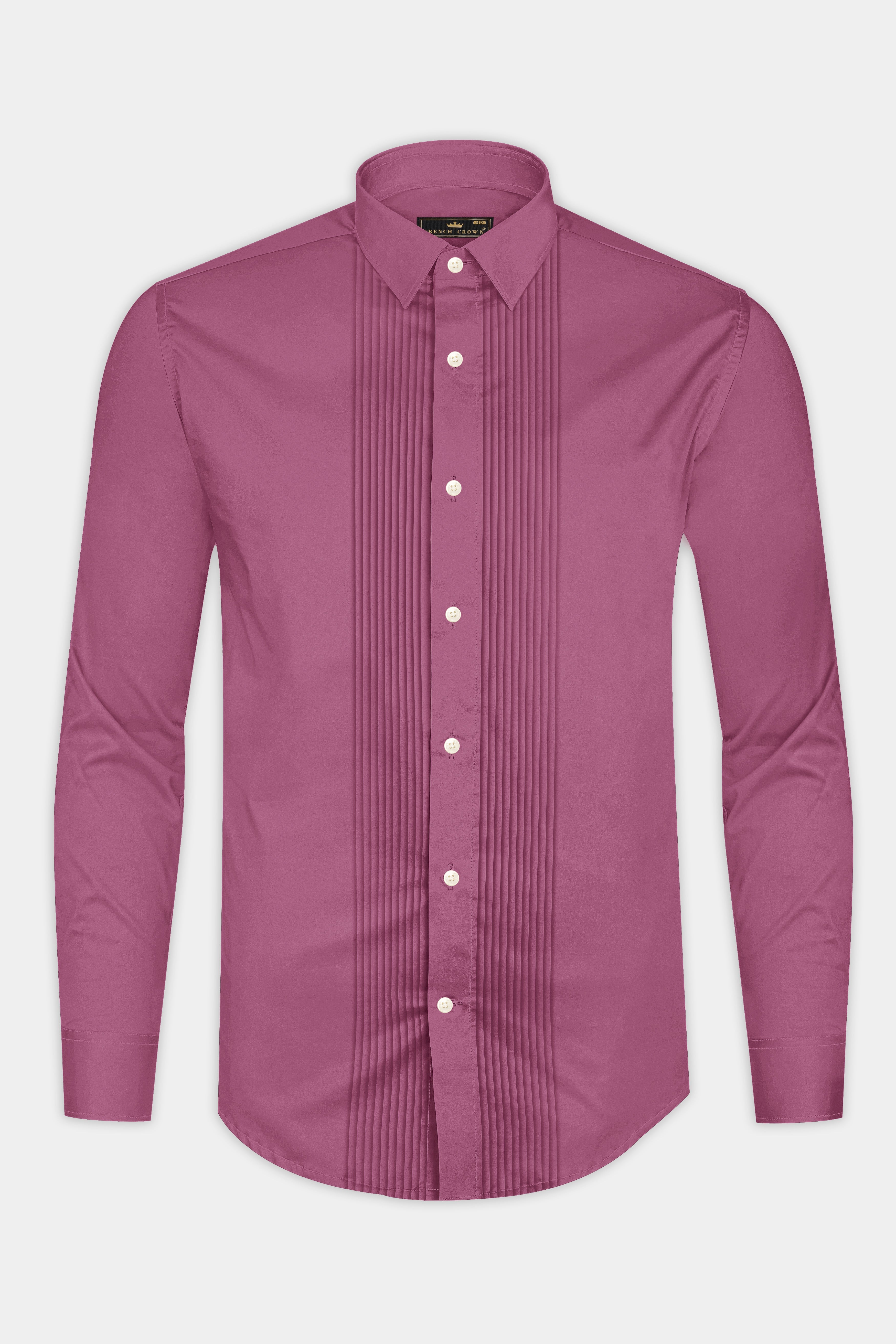 Stelloro-Cosmic Pink Subtle Sheen Super Soft Premium Cotton Tuxedo Dress Shirt