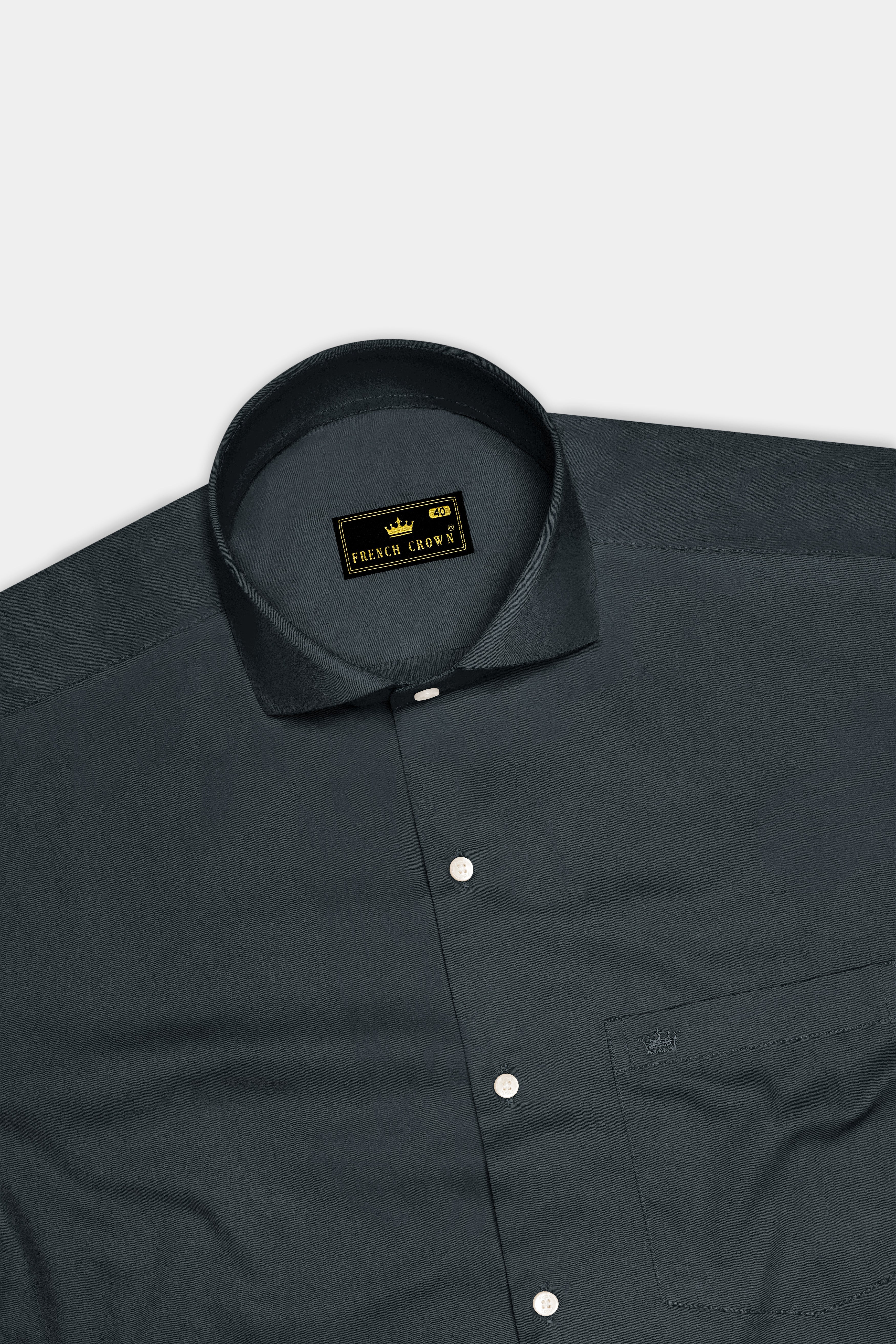 Nocturo-Charcoal Gray Subtle Sheen Super Soft Premium Cotton Cut Away Collar Dress Shirt