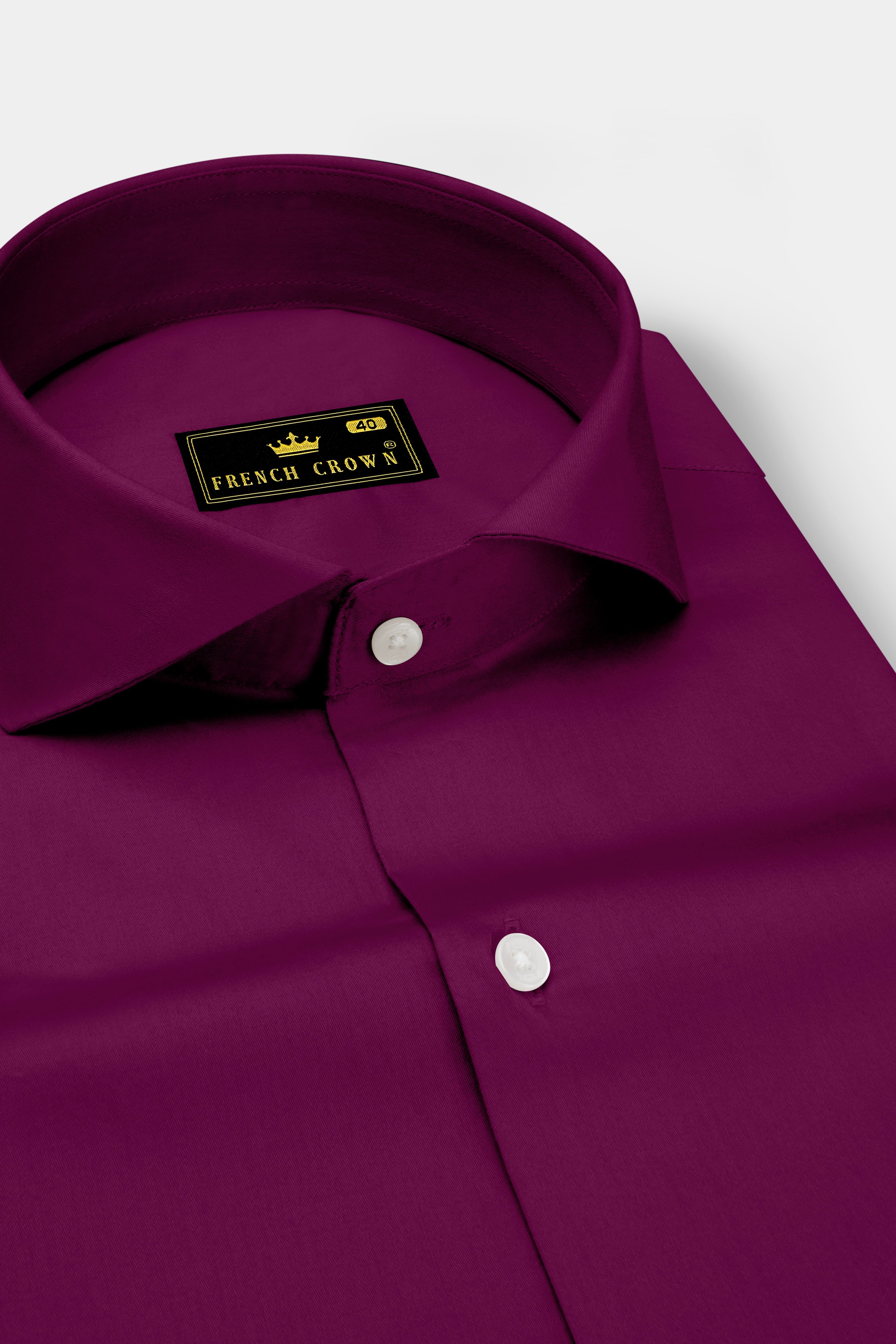 Regalis-Grape Purple Subtle Sheen Super Soft Premium Cotton Cut Away Collar Dress Shirt