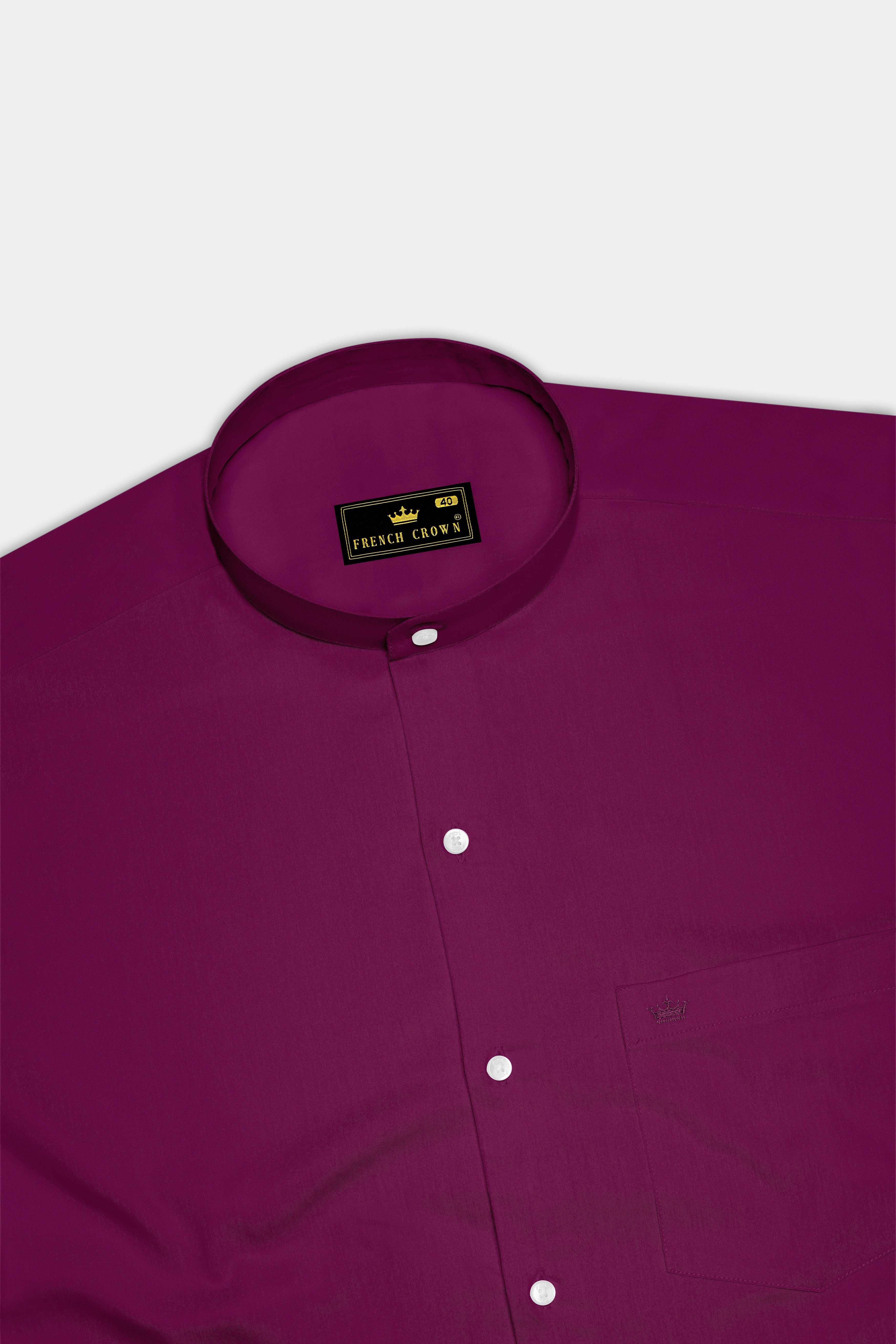 Regalis-Grape Purple Subtle Sheen Super Soft Premium Cotton Mandarin Dress Shirt