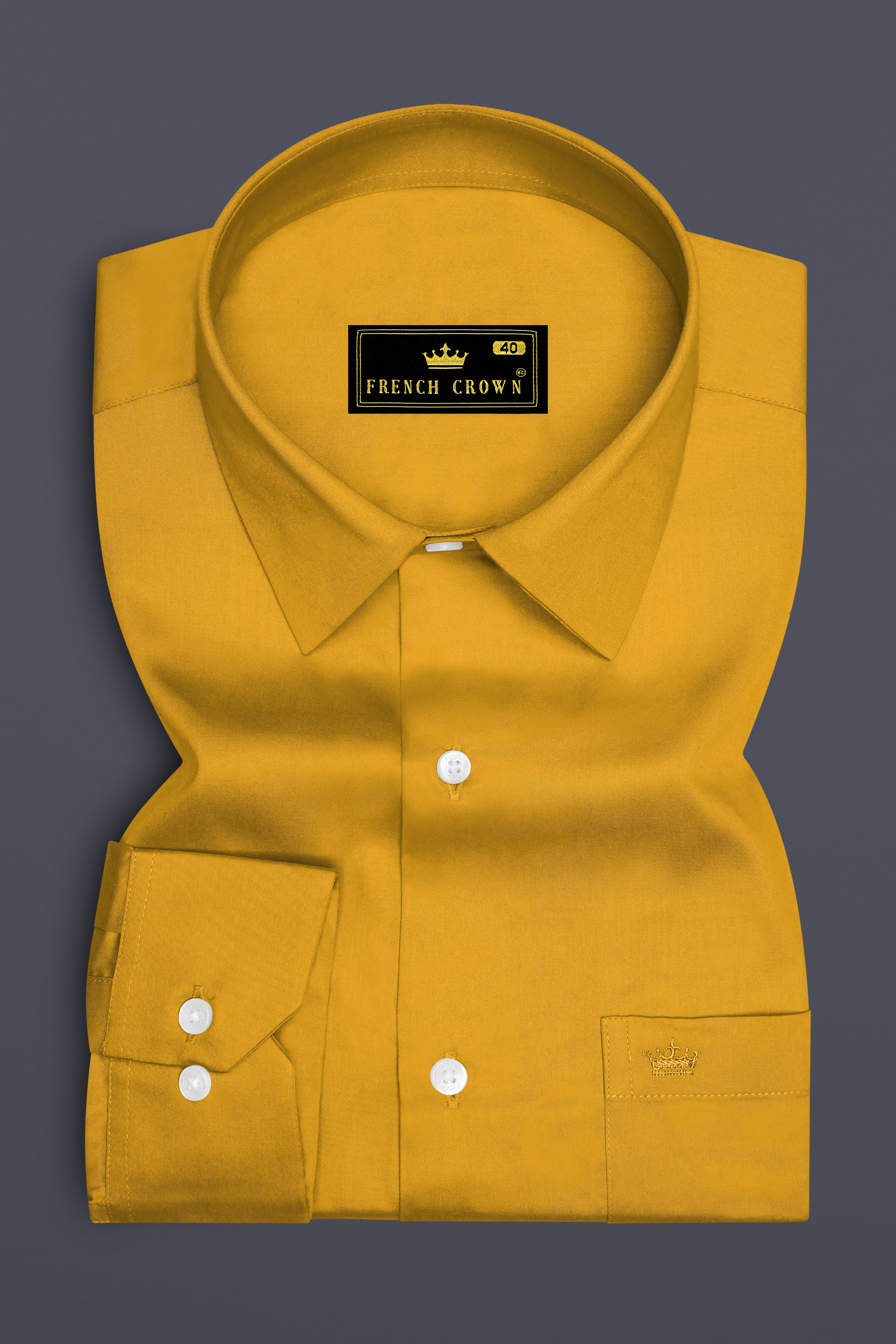 Solvoro-Ochre Yellow Subtle Sheen Super Soft Premium Cotton Dress Shirt