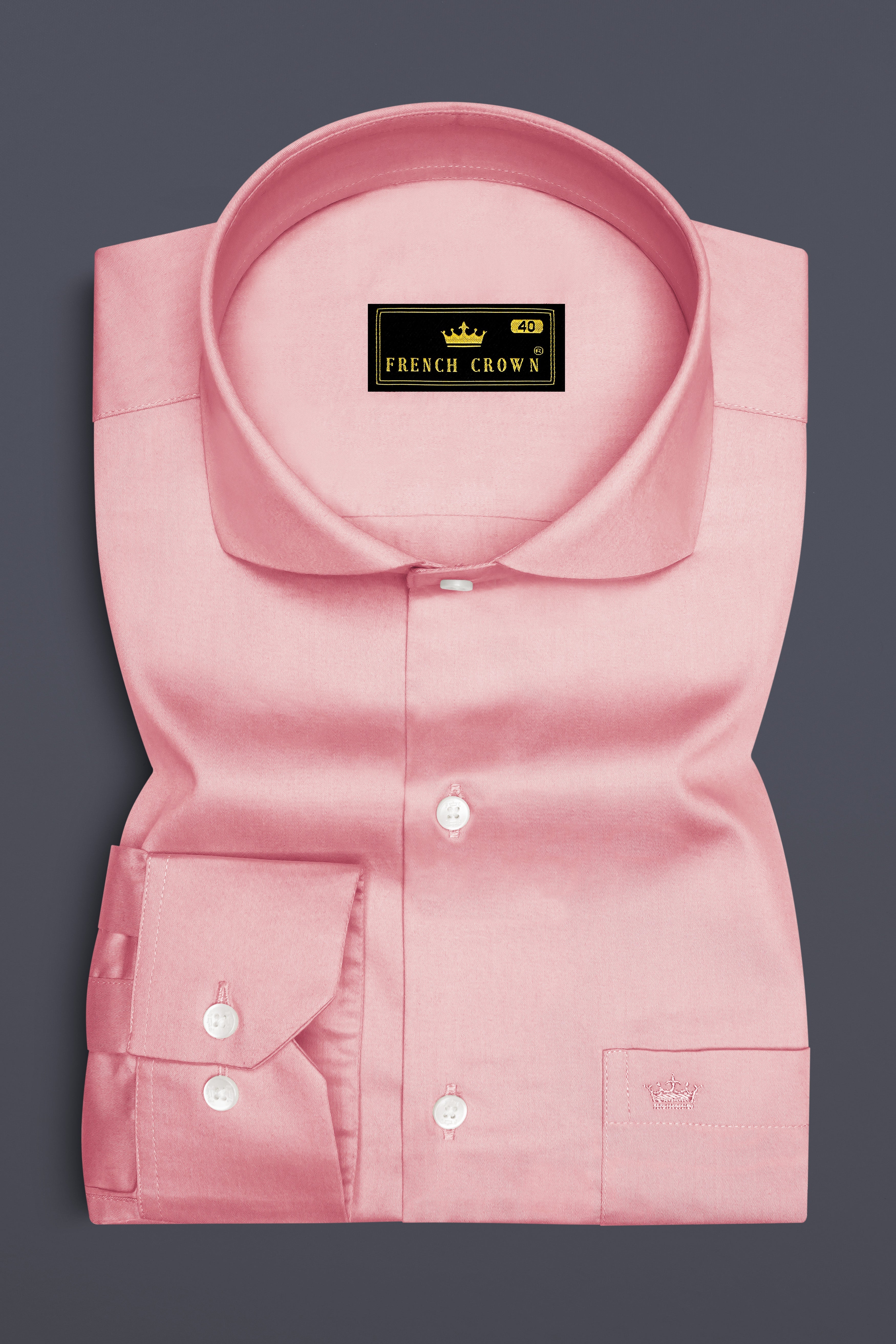 Rosavon-Blossom Pink Subtle Sheen Super Soft Premium Cotton Cut Away Collar Dress Shirt