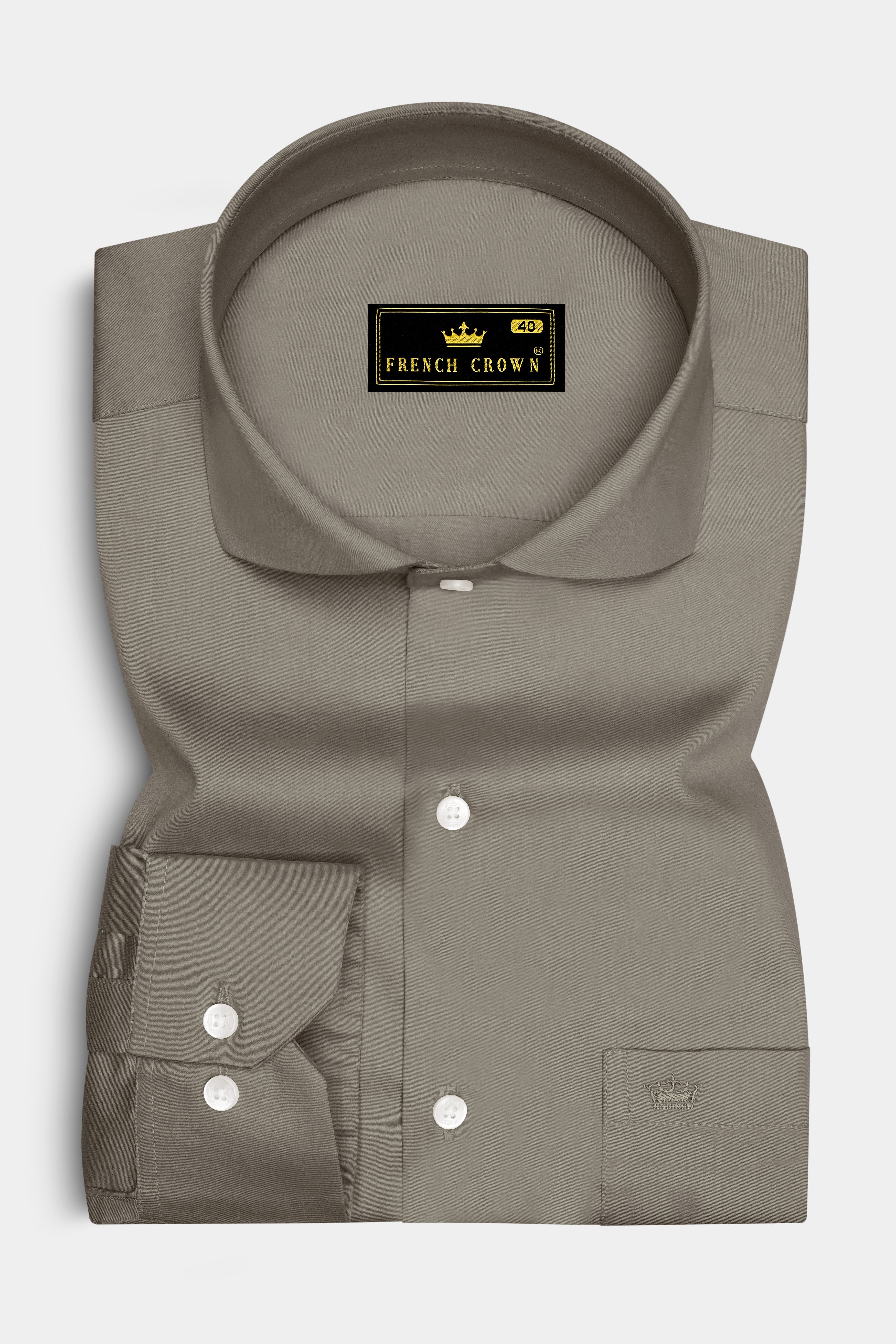 Argento-Makara Gray Subtle Sheen Super Soft Premium Cotton Cut Away Collar Dress Shirt