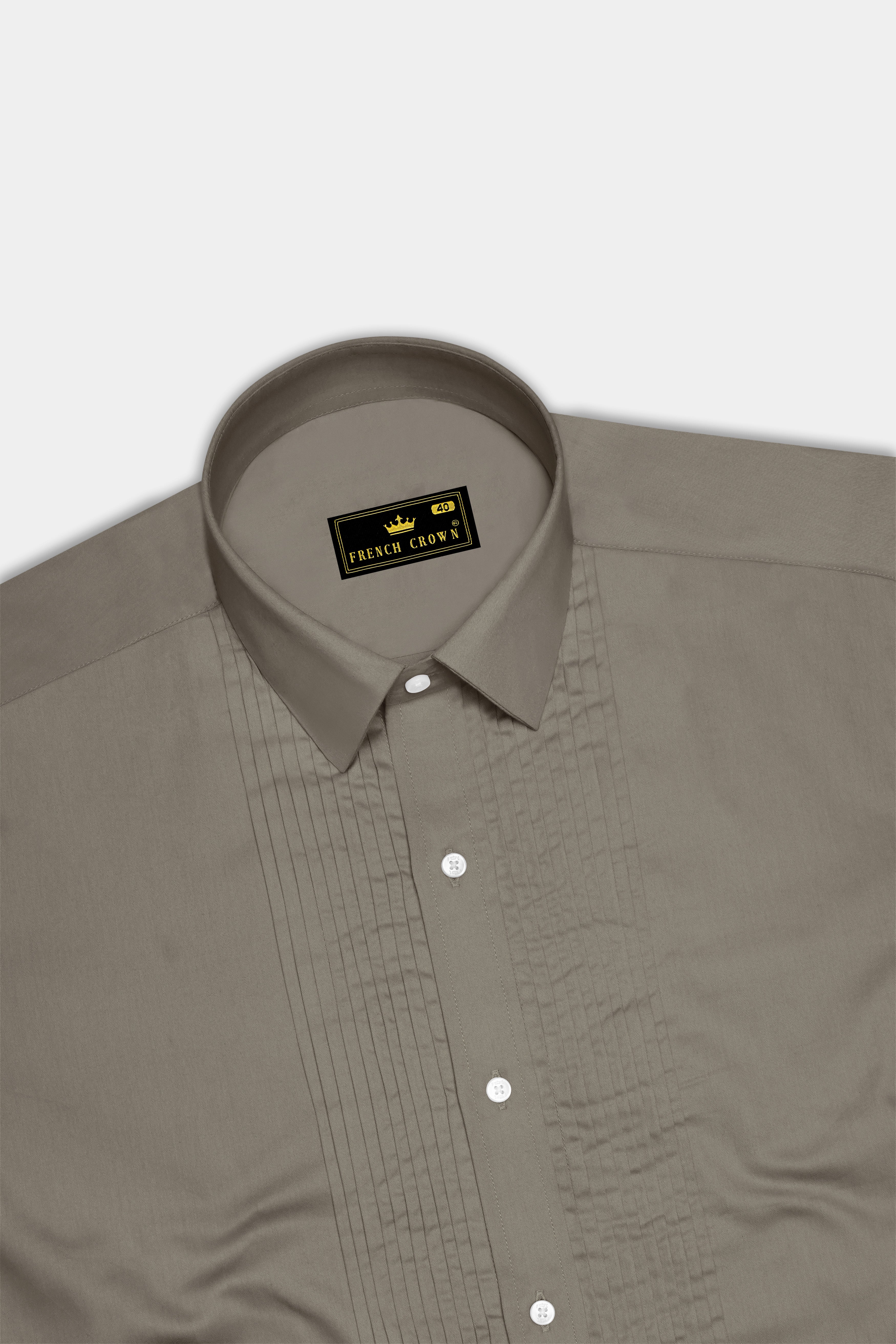 Argento-Makara Gray Subtle Sheen Super Soft Premium Cotton Tuxedo Dress Shirt