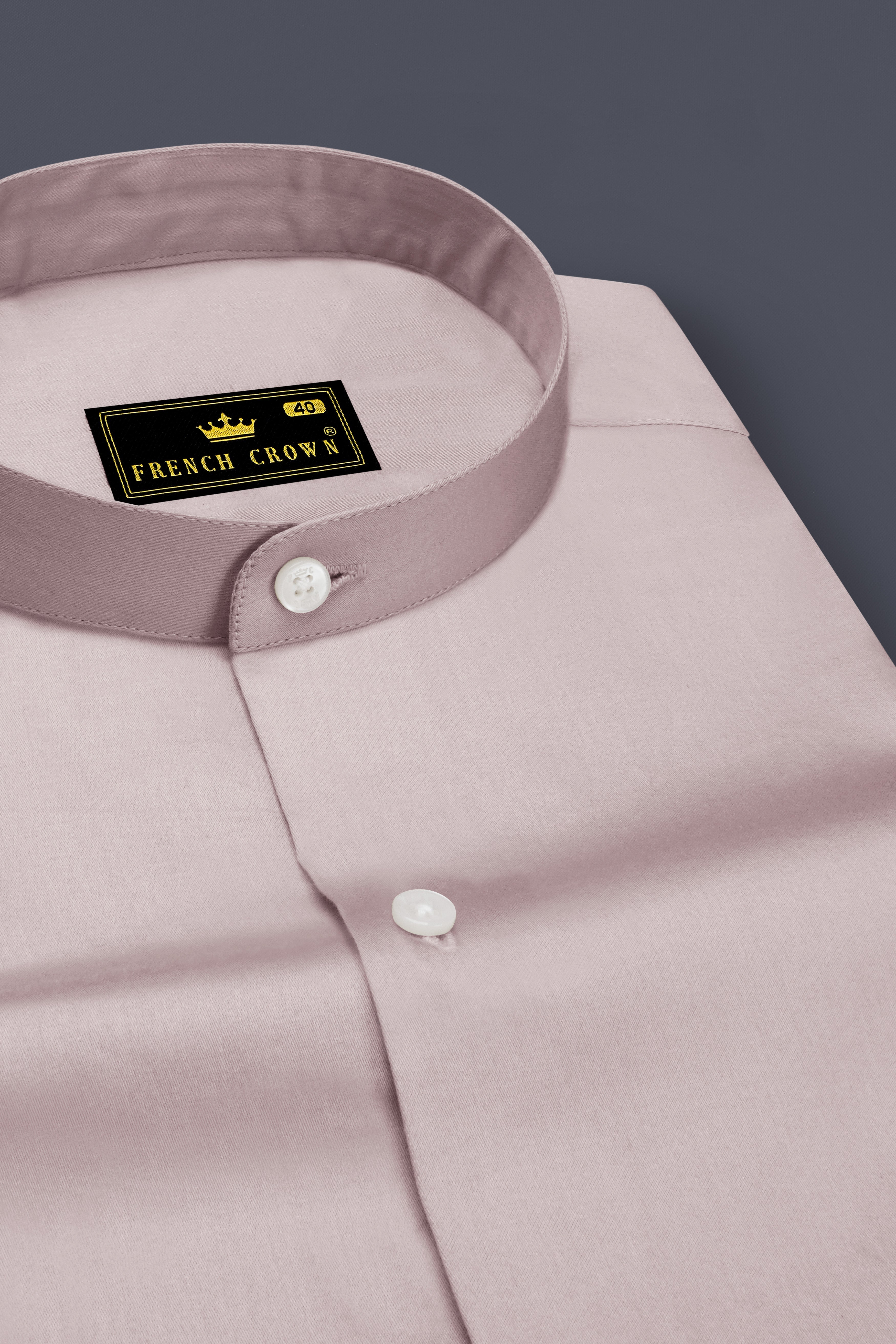 Blushoro-Clam Pink Subtle Sheen Super Soft Premium Cotton Mandarin Dress Shirt