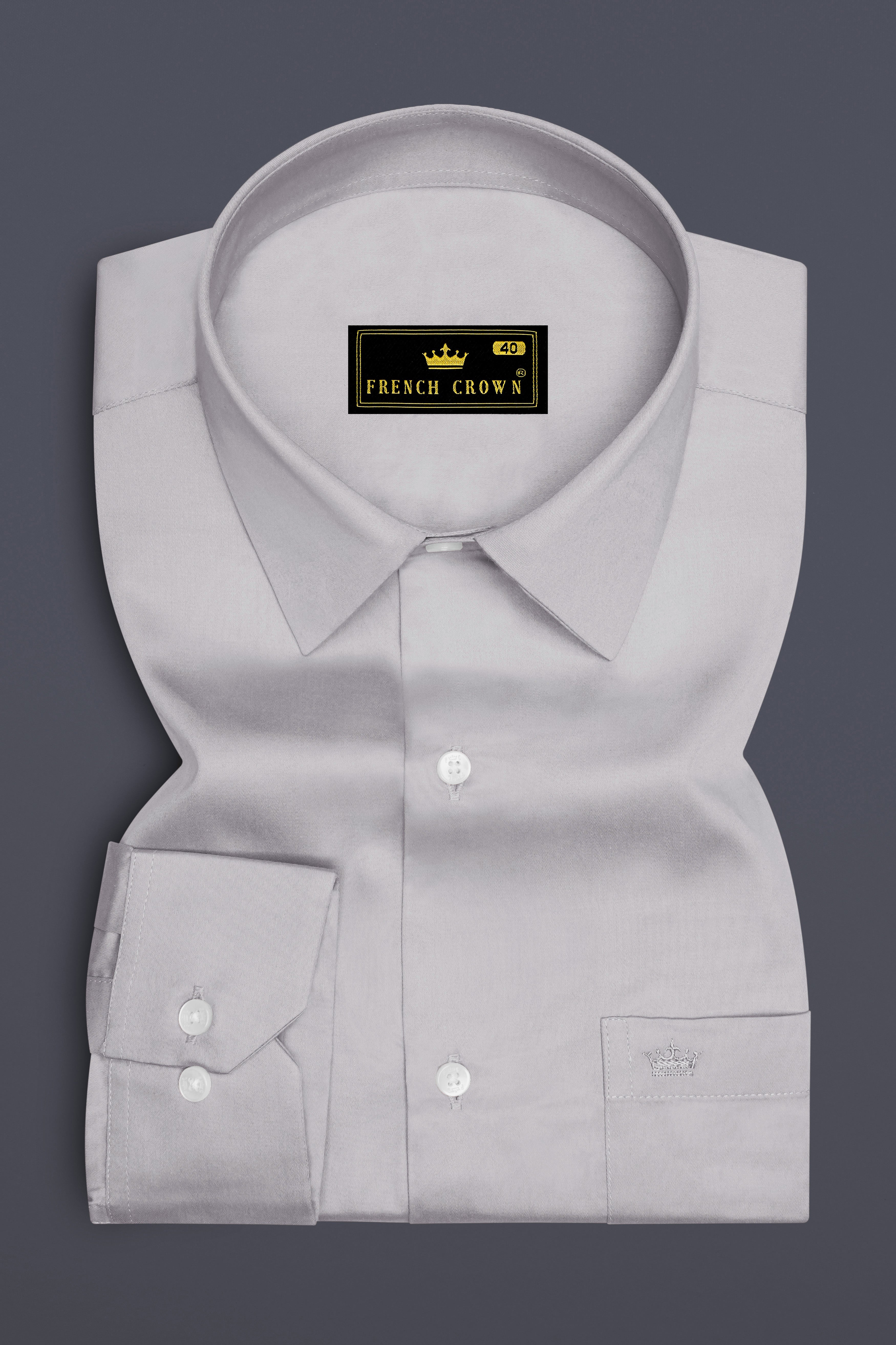 Blushoro-Clam Gray Subtle Sheen Super Soft Premium Cotton Dress Shirt