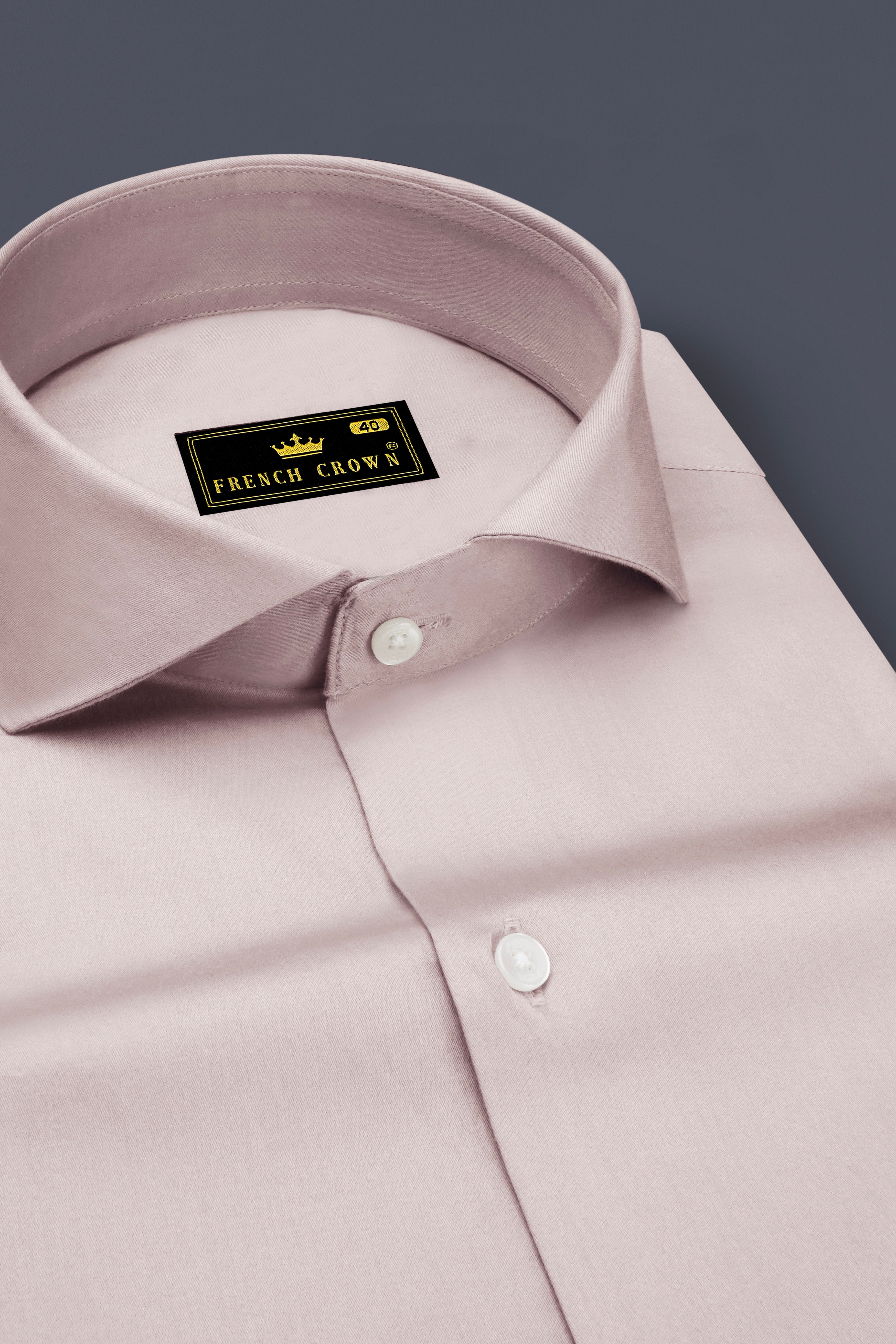 Blushoro-Clam Pink Subtle Sheen Super Soft Premium Cotton Cut Away Collar Dress Shirt