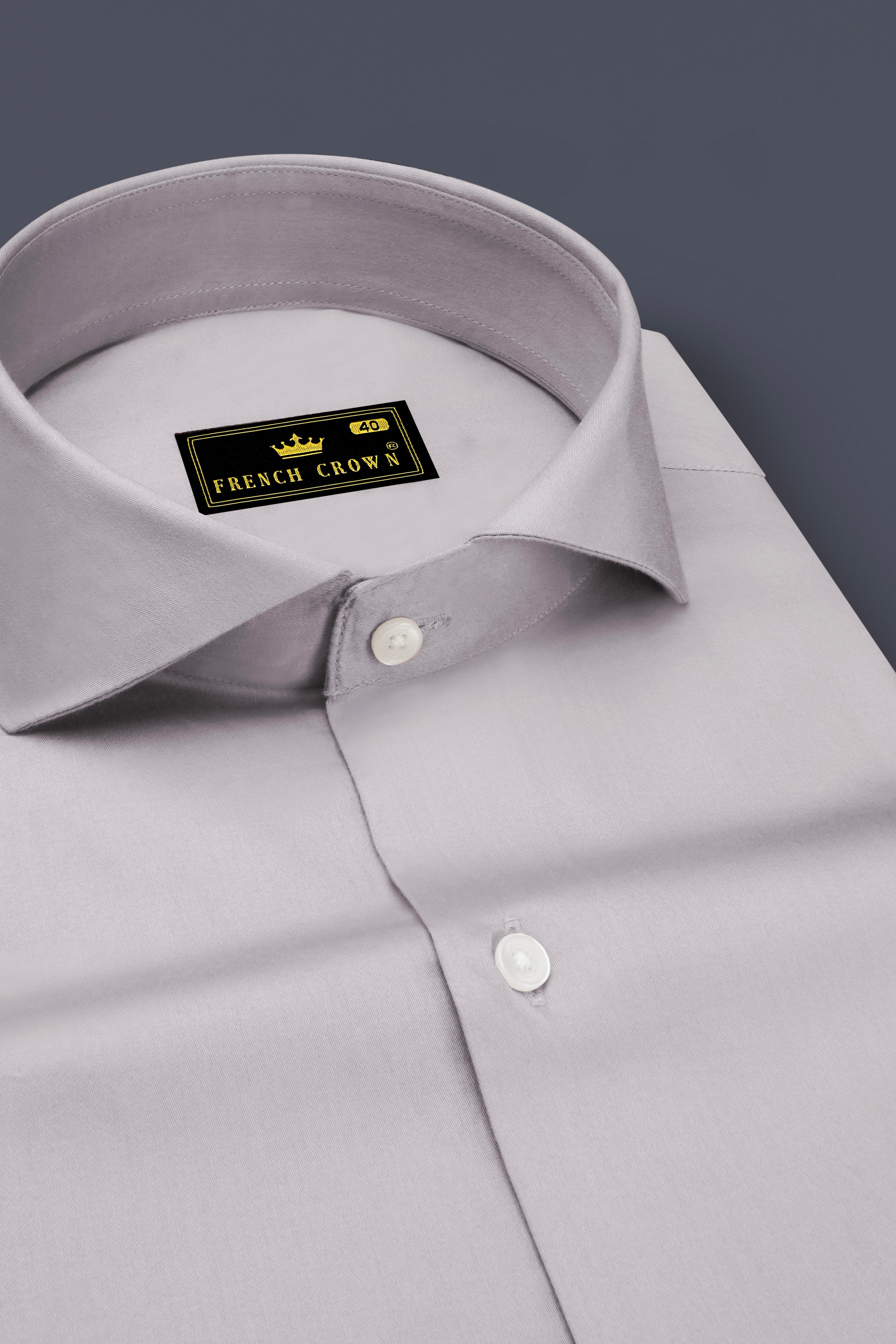 Blushoro-Clam Gray Subtle Sheen Super Soft Premium Cotton Cut Away Collar Dress Shirt