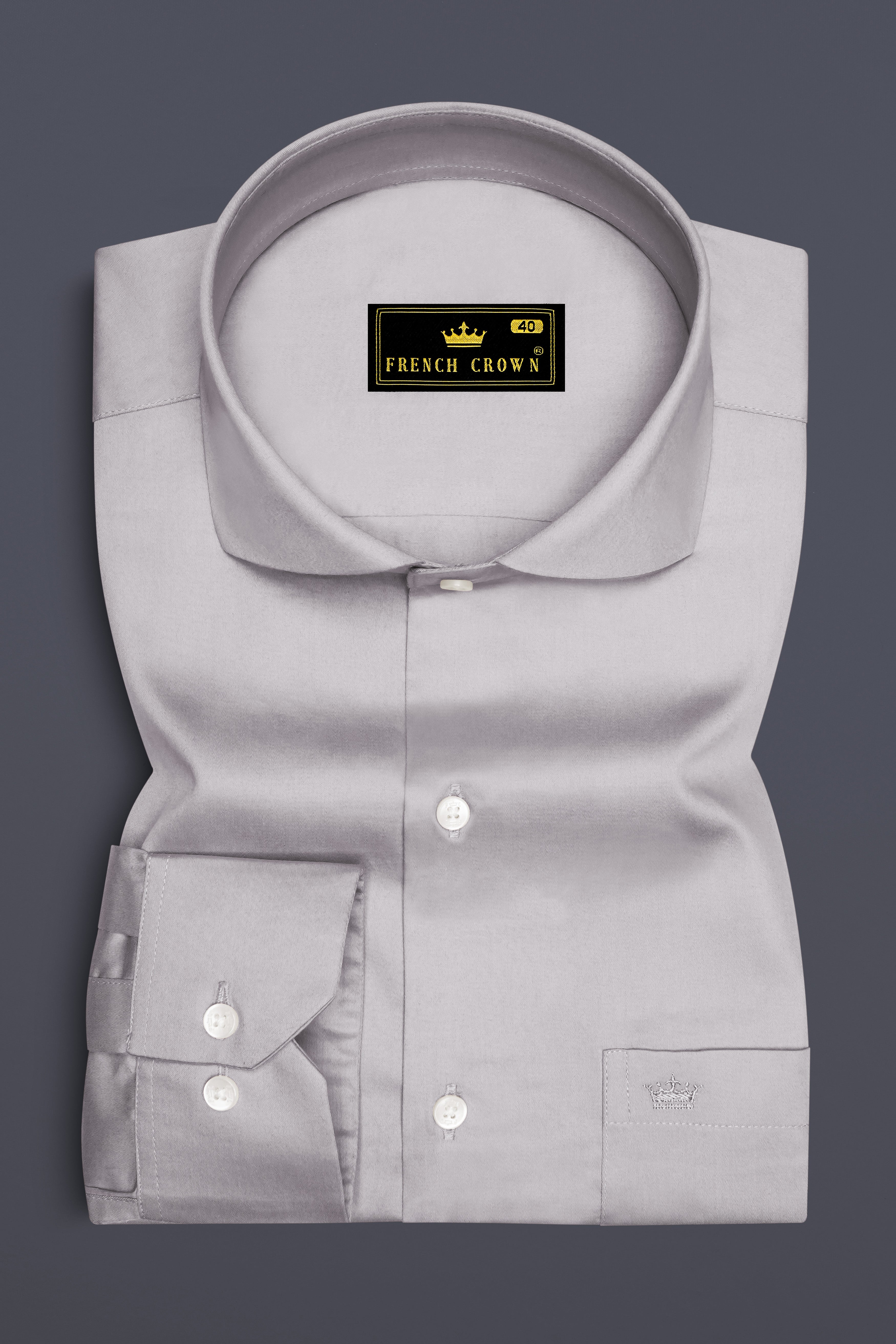 Blushoro-Clam Gray Subtle Sheen Super Soft Premium Cotton Cut Away Collar Dress Shirt