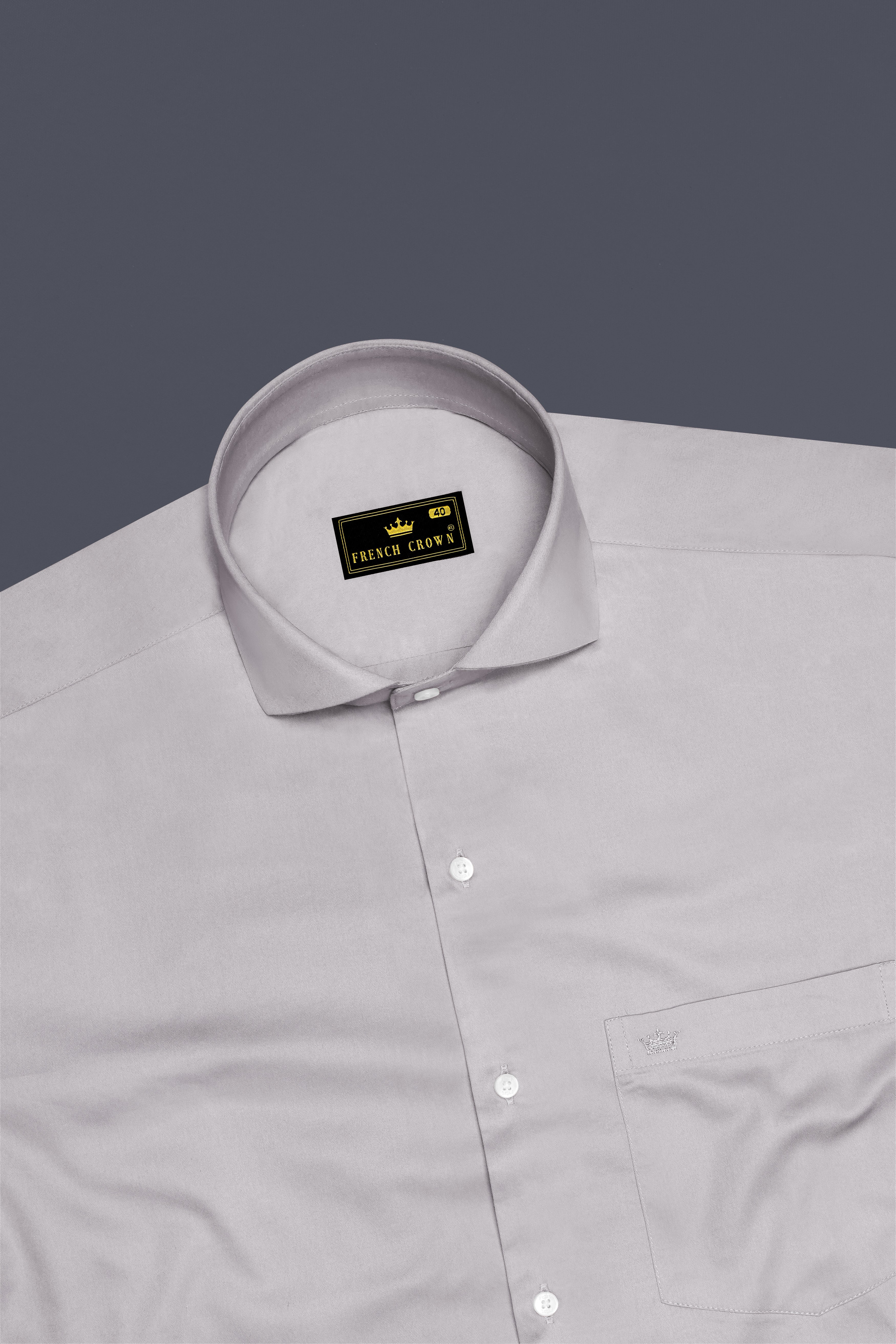 Blushoro-Clam Gray Subtle Sheen Super Soft Premium Cotton Cut Away Collar Dress Shirt