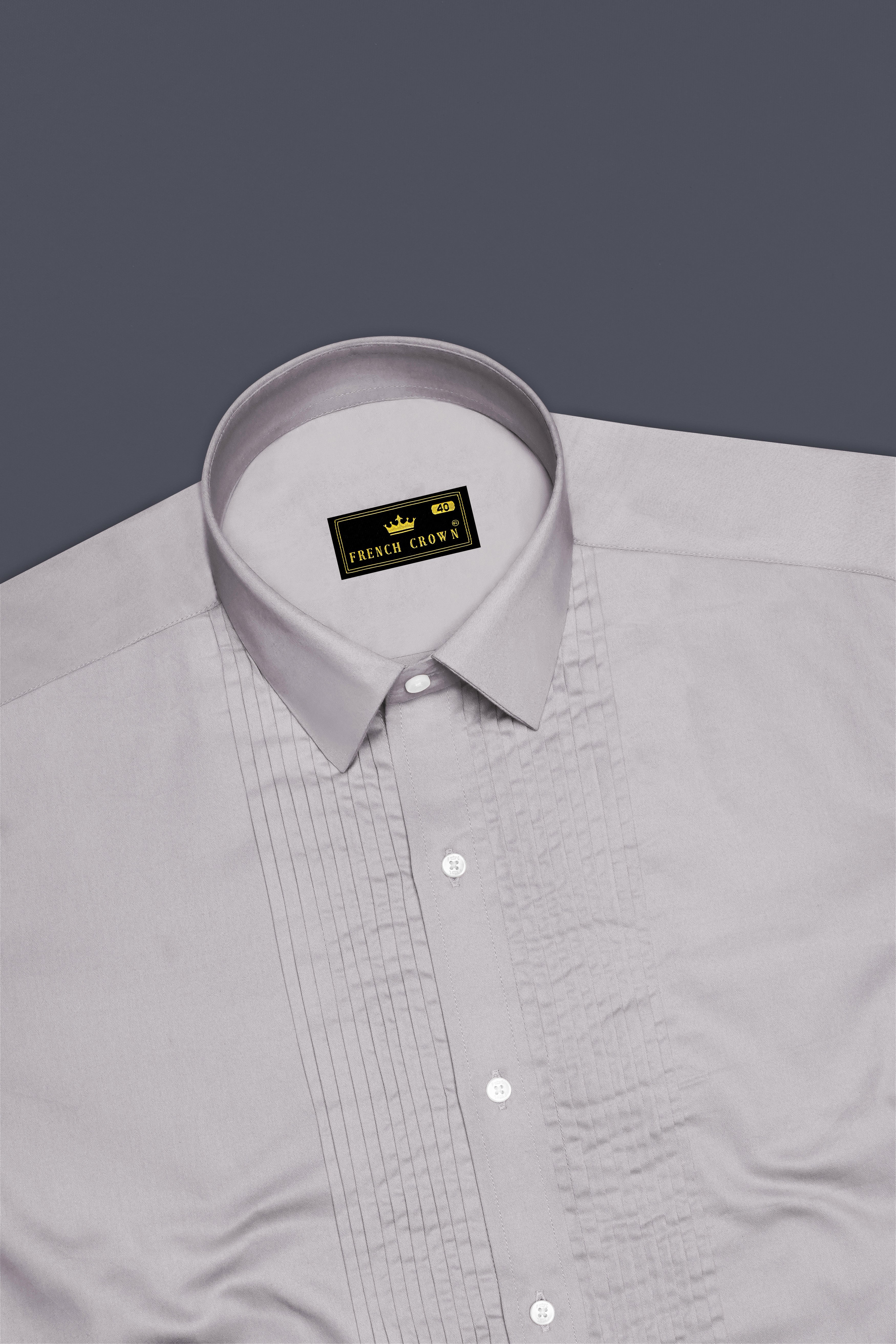 Blushoro-Clam Gray Subtle Sheen Super Soft Premium Cotton Tuxedo Dress Shirt