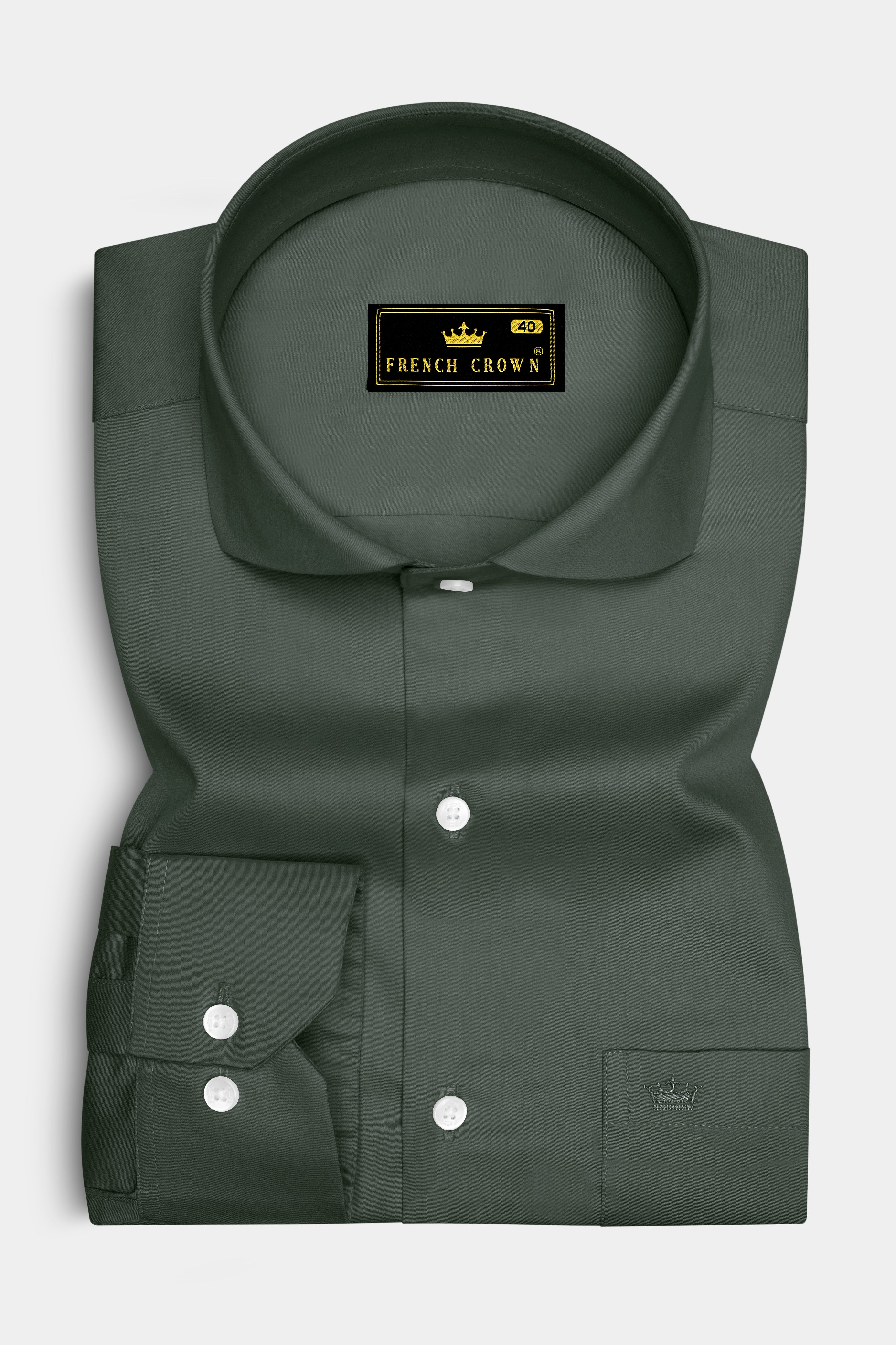 Sylvoro-Nandor Green Subtle Sheen Super Soft Premium Cotton Cut Away Collar Dress Shirt
