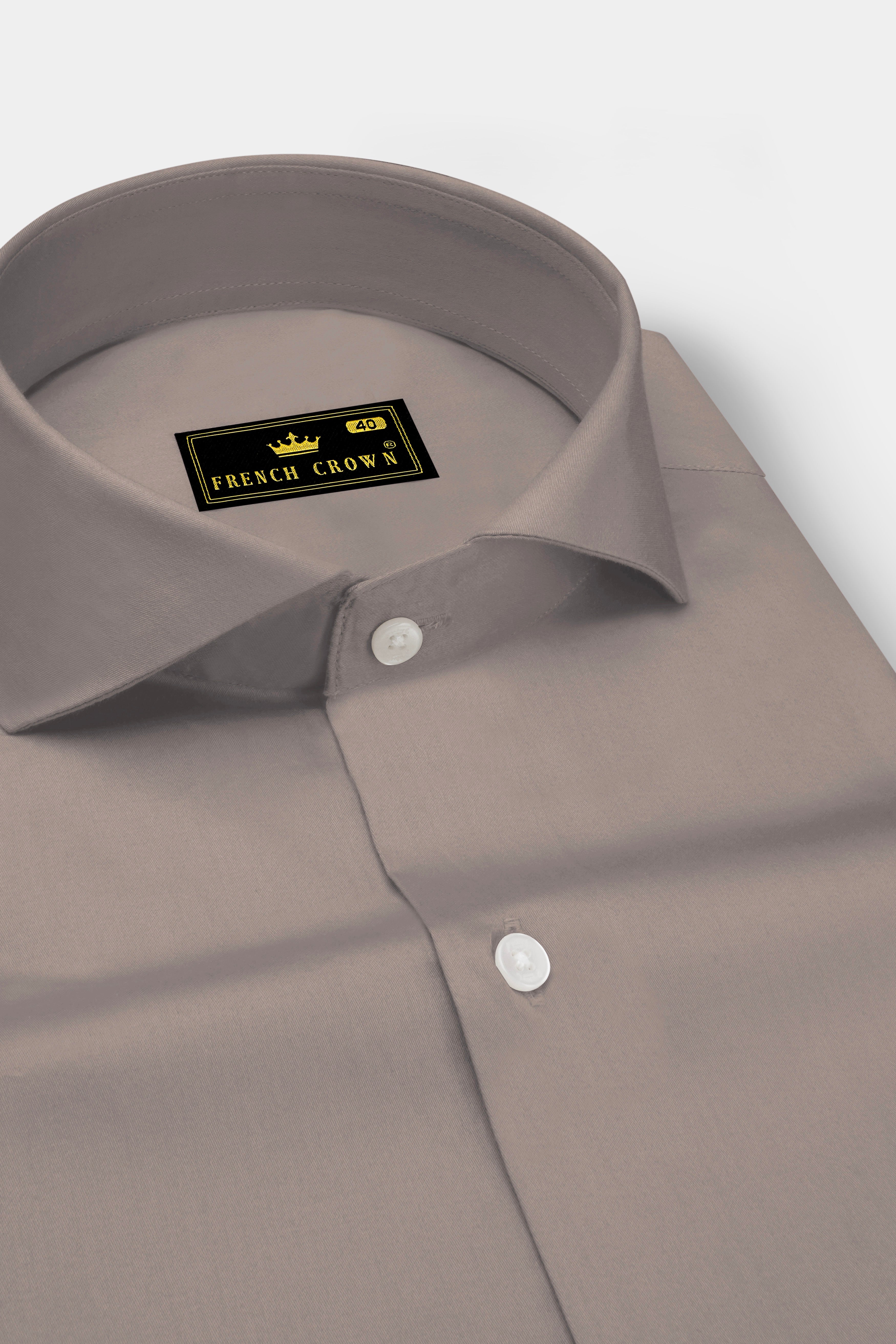 Umbero-Wenge Brown Subtle Sheen Super Soft Premium Cotton Cut Away Collar Dress Shirt