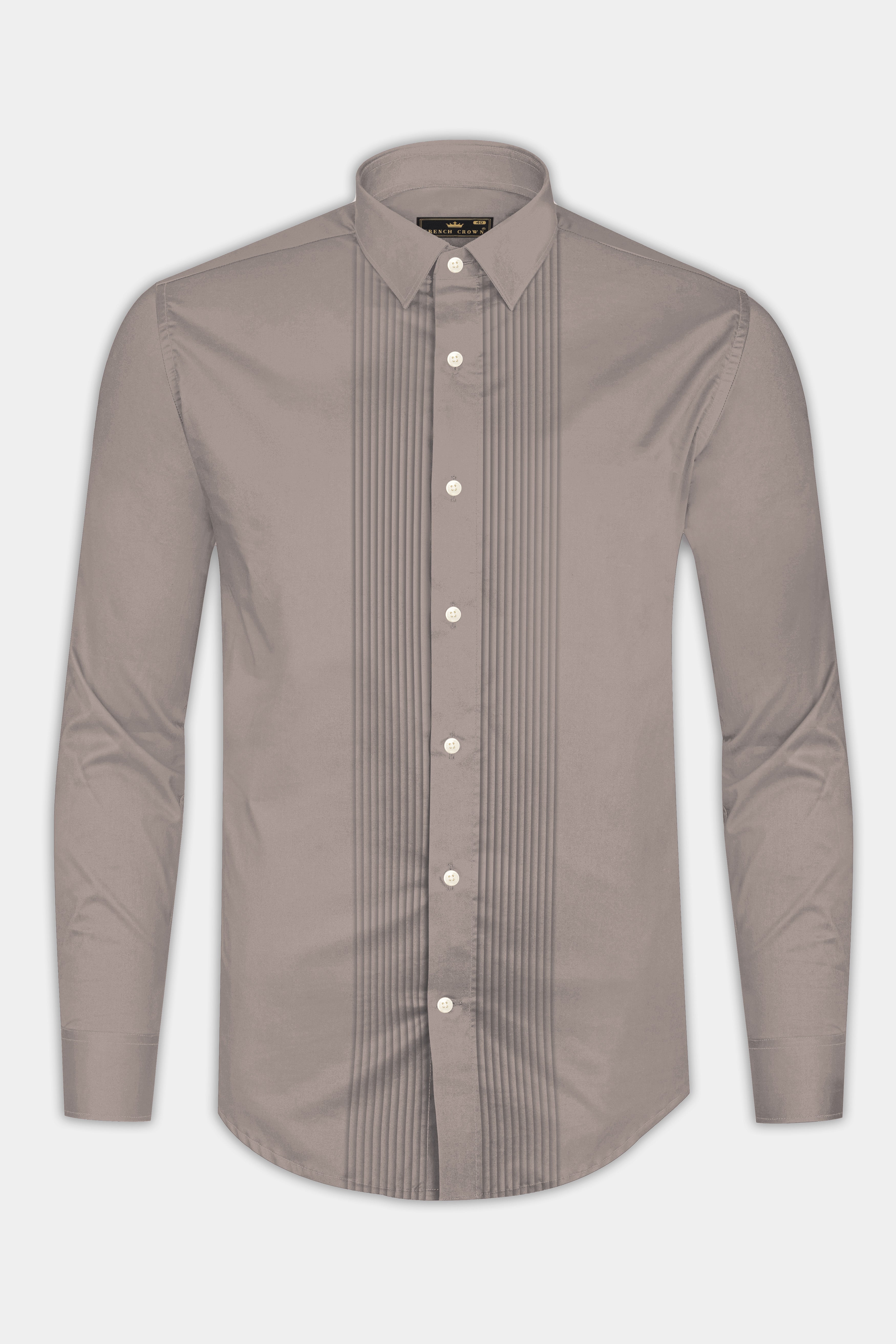 Umbero-Wenge Brown Subtle Sheen Super Soft Premium Cotton Tuxedo Dress Shirt