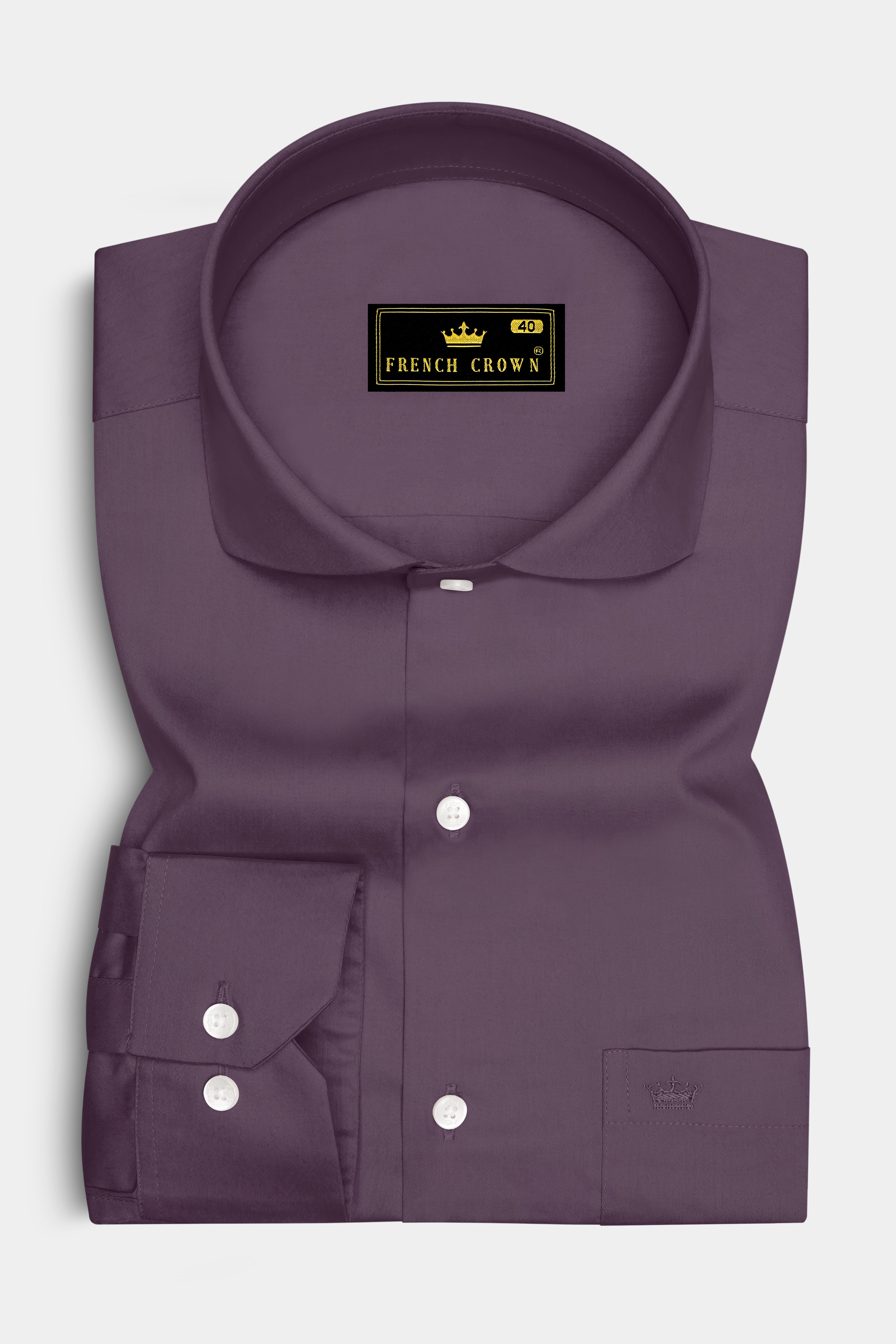 Mauvero-Taupe Purple Subtle Sheen Super Soft Premium Cotton Cut Away Collar Dress Shirt