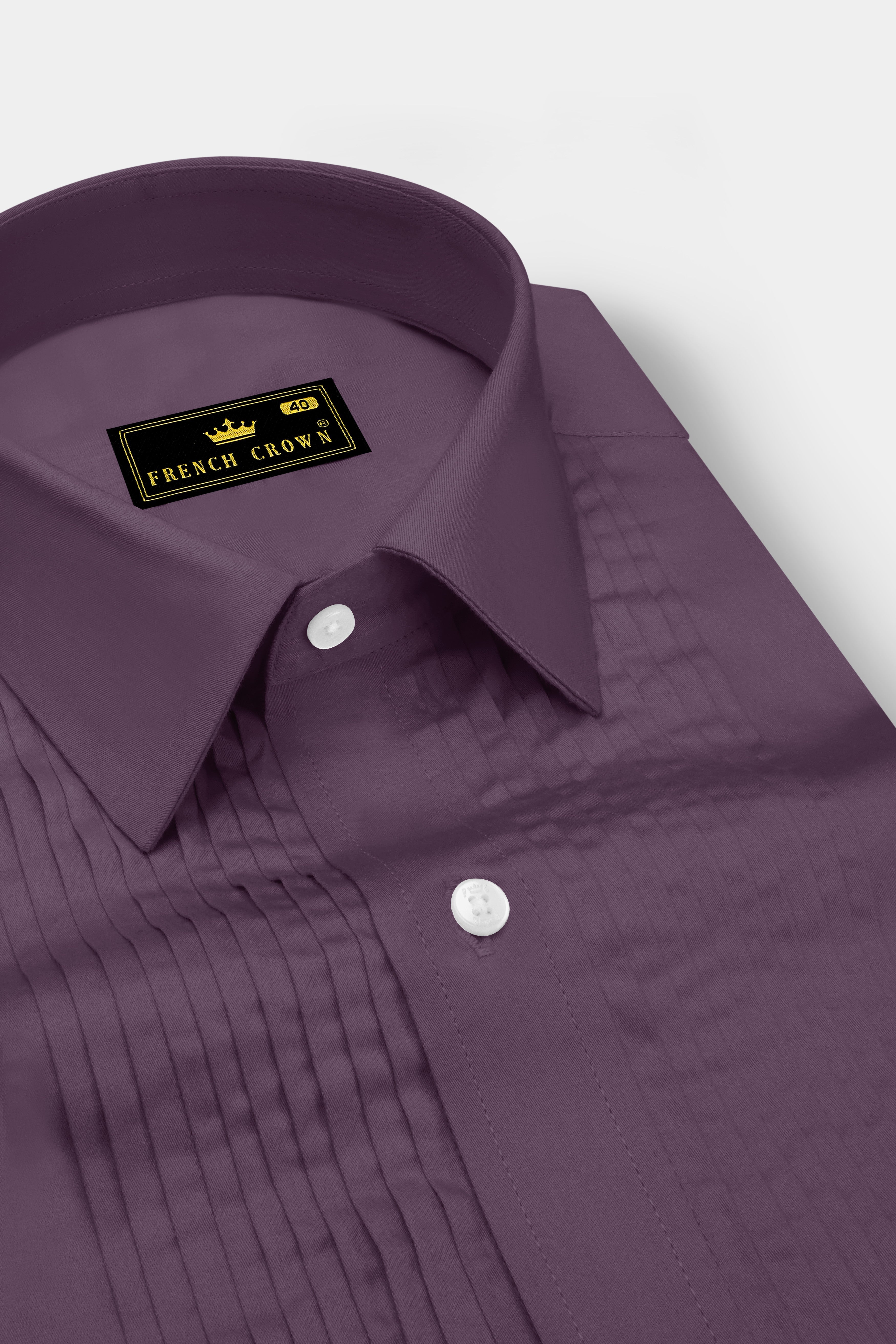 Mauvero-Taupe Purple Subtle Sheen Super Soft Premium Cotton Tuxedo Dress Shirt