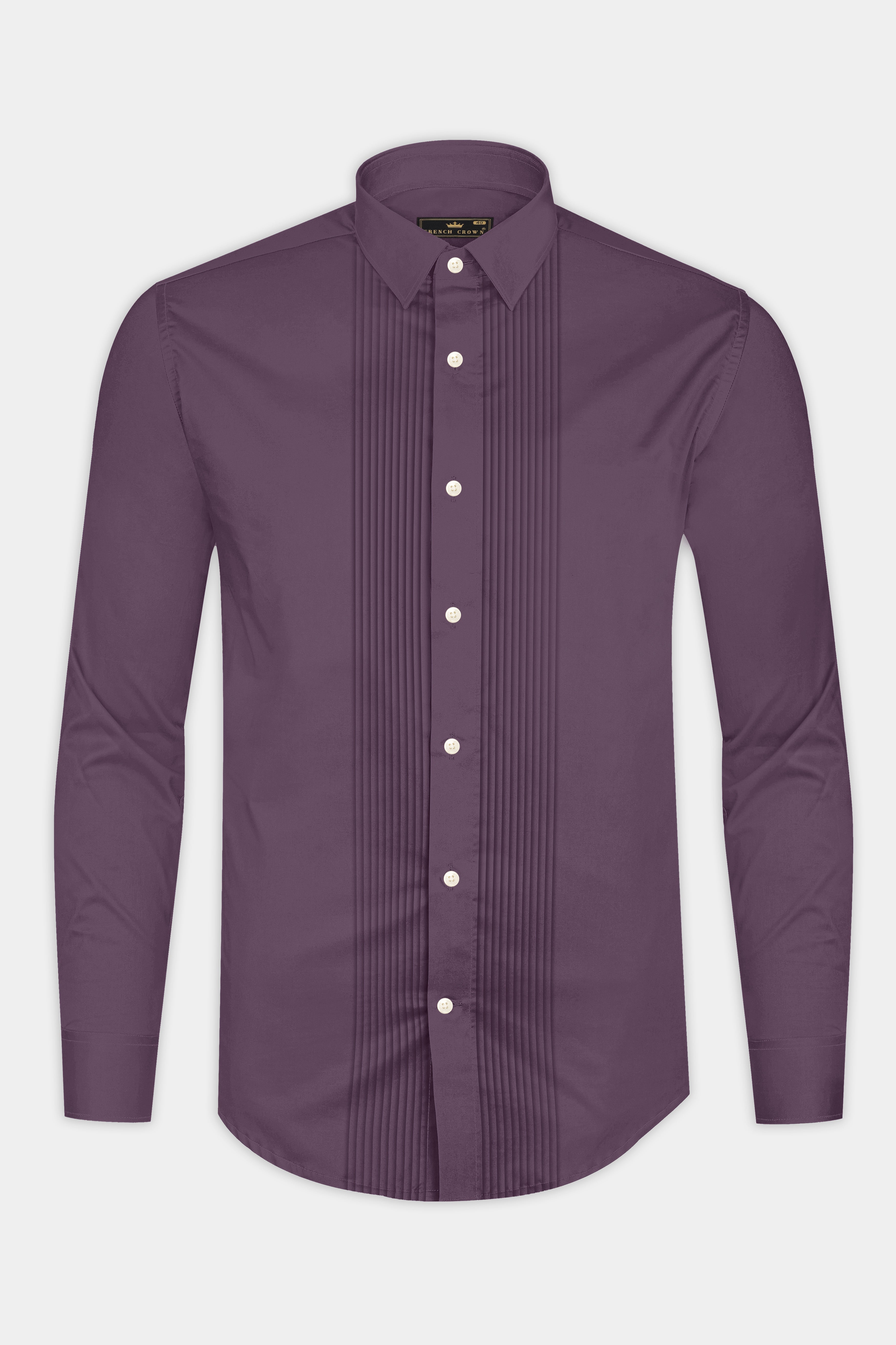 Mauvero-Taupe Purple Subtle Sheen Super Soft Premium Cotton Tuxedo Dress Shirt