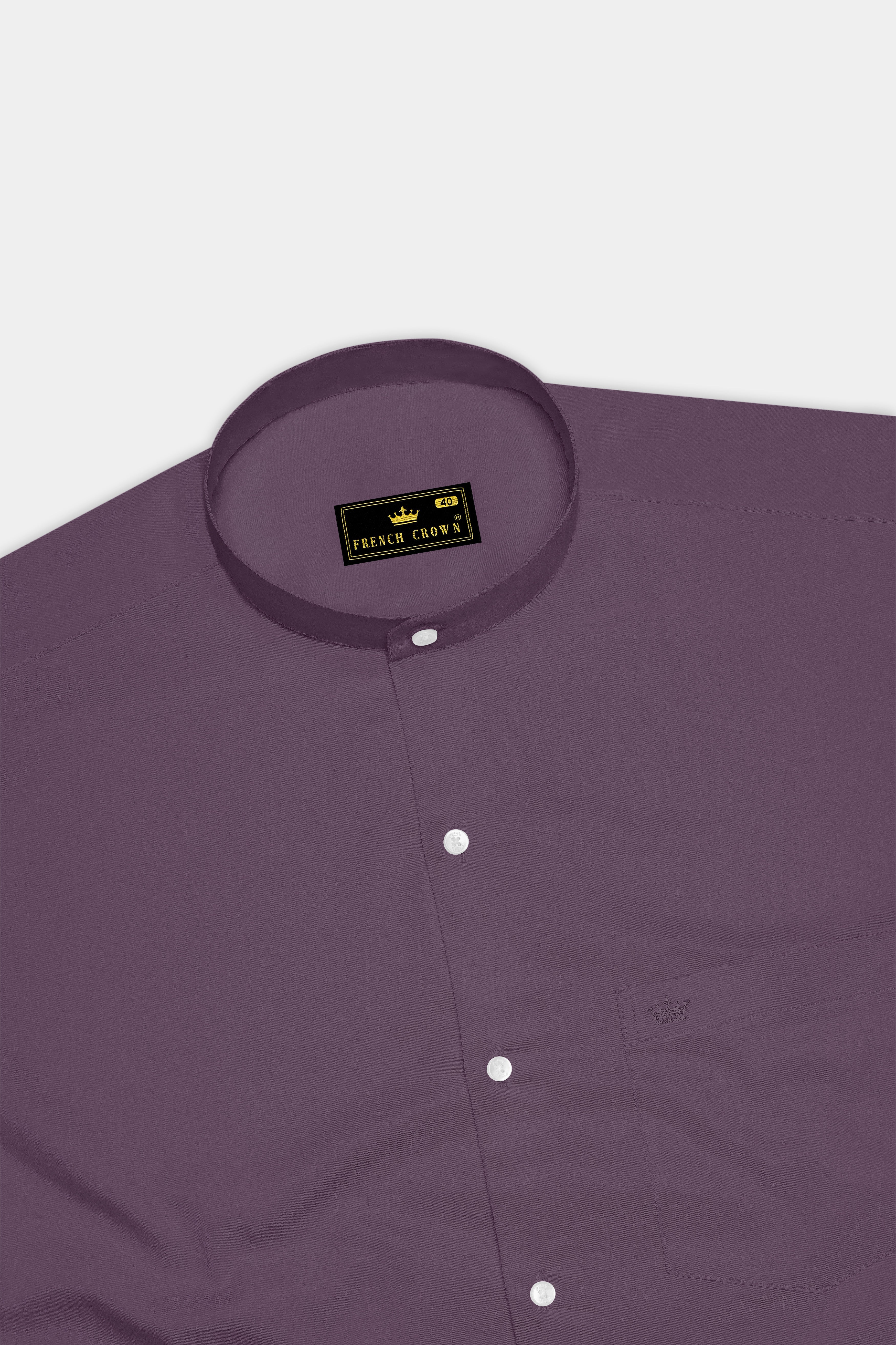 Mauvero-Taupe Purple Subtle Sheen Super Soft Premium Cotton Mandarin Dress Shirt