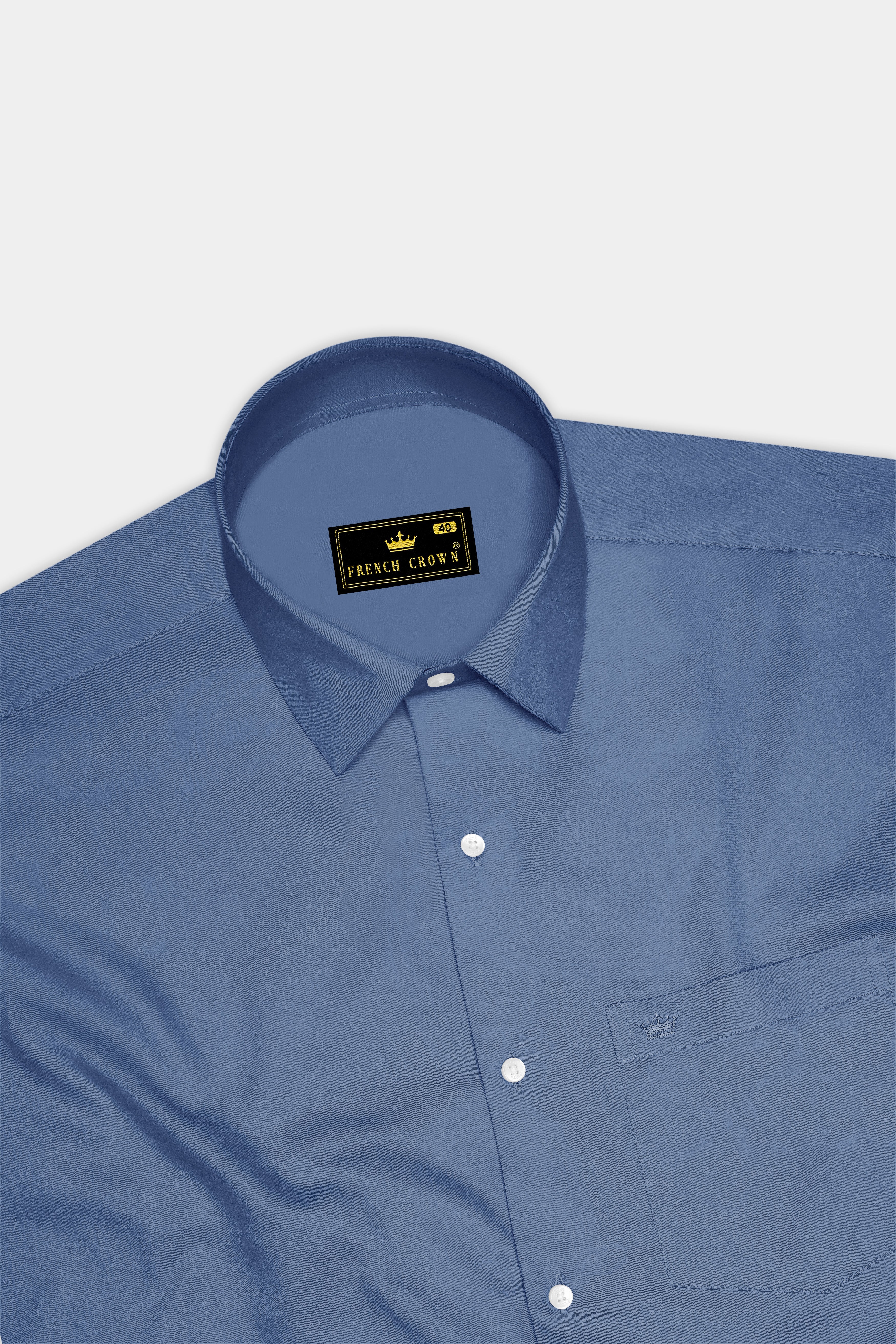 Azurion-Dusky Blue Subtle Sheen Super Soft Premium Cotton Dress Shirt