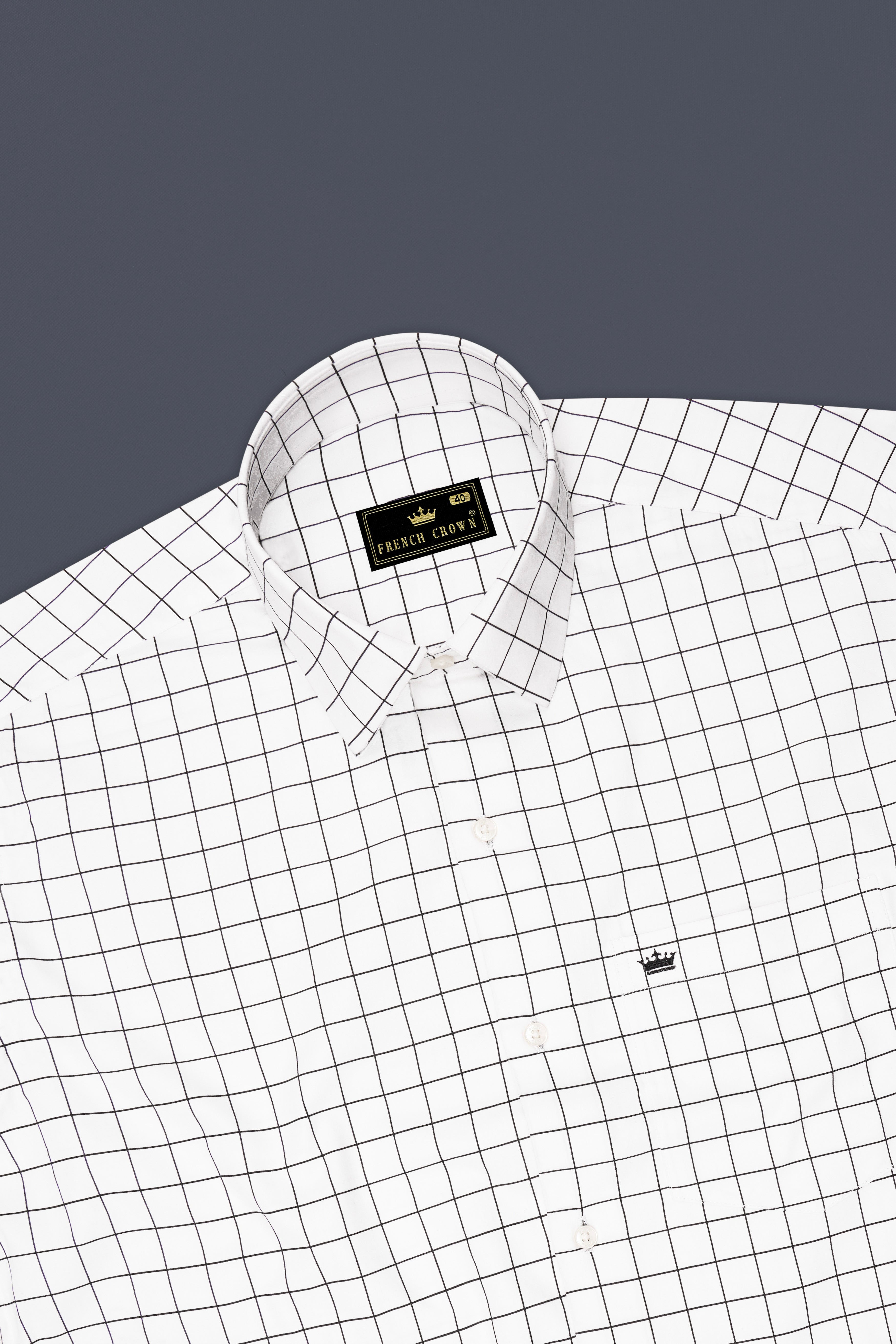 Panoro-Bright White And Jade Black Windowpane Subtle Sheen Super Soft Premium Cotton Dress Shirt