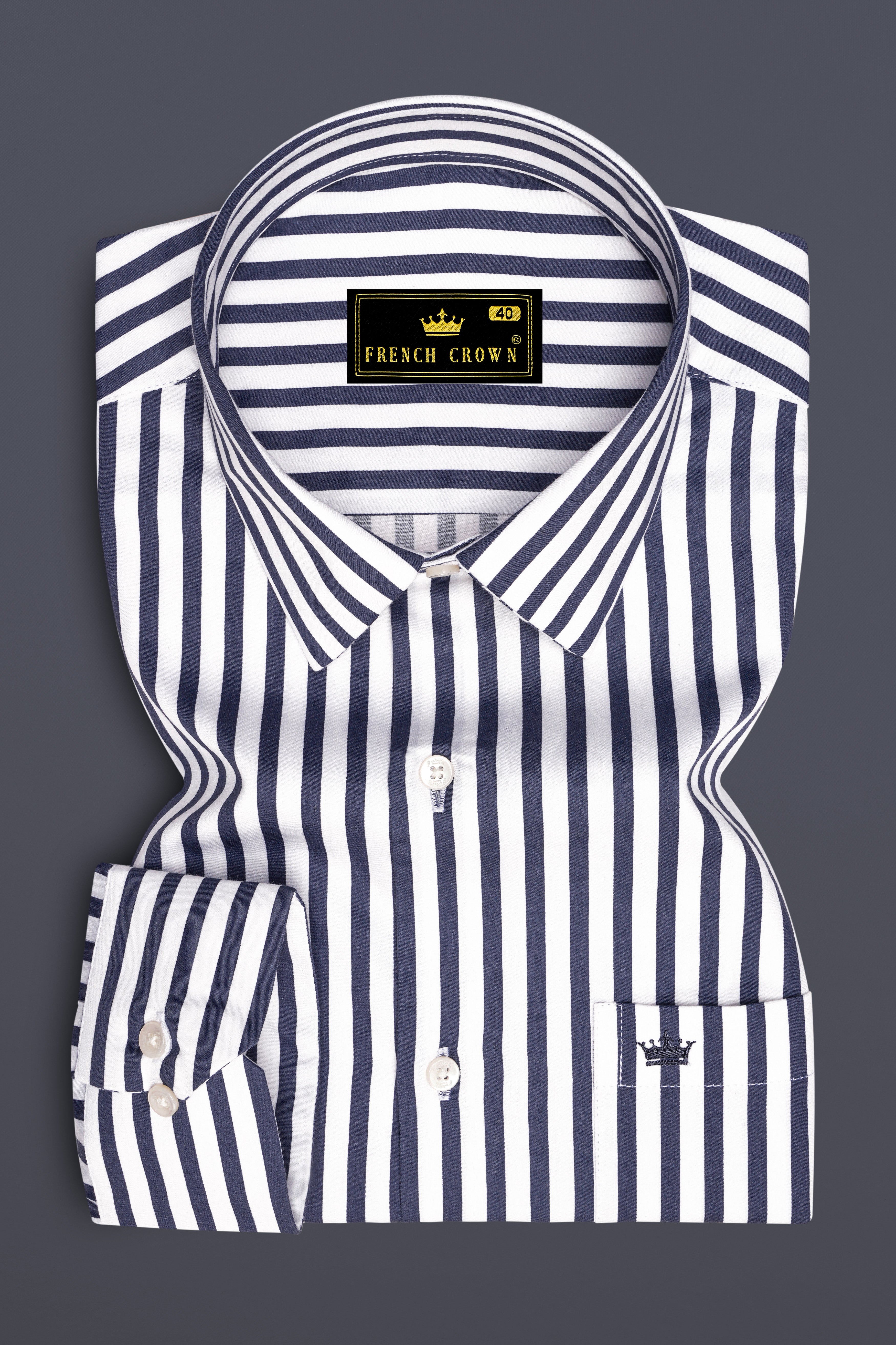 Monovelle-Storm Gray And Bright White Candy Striped Subtle Sheen Super Soft Premium Cotton Dress Shirt