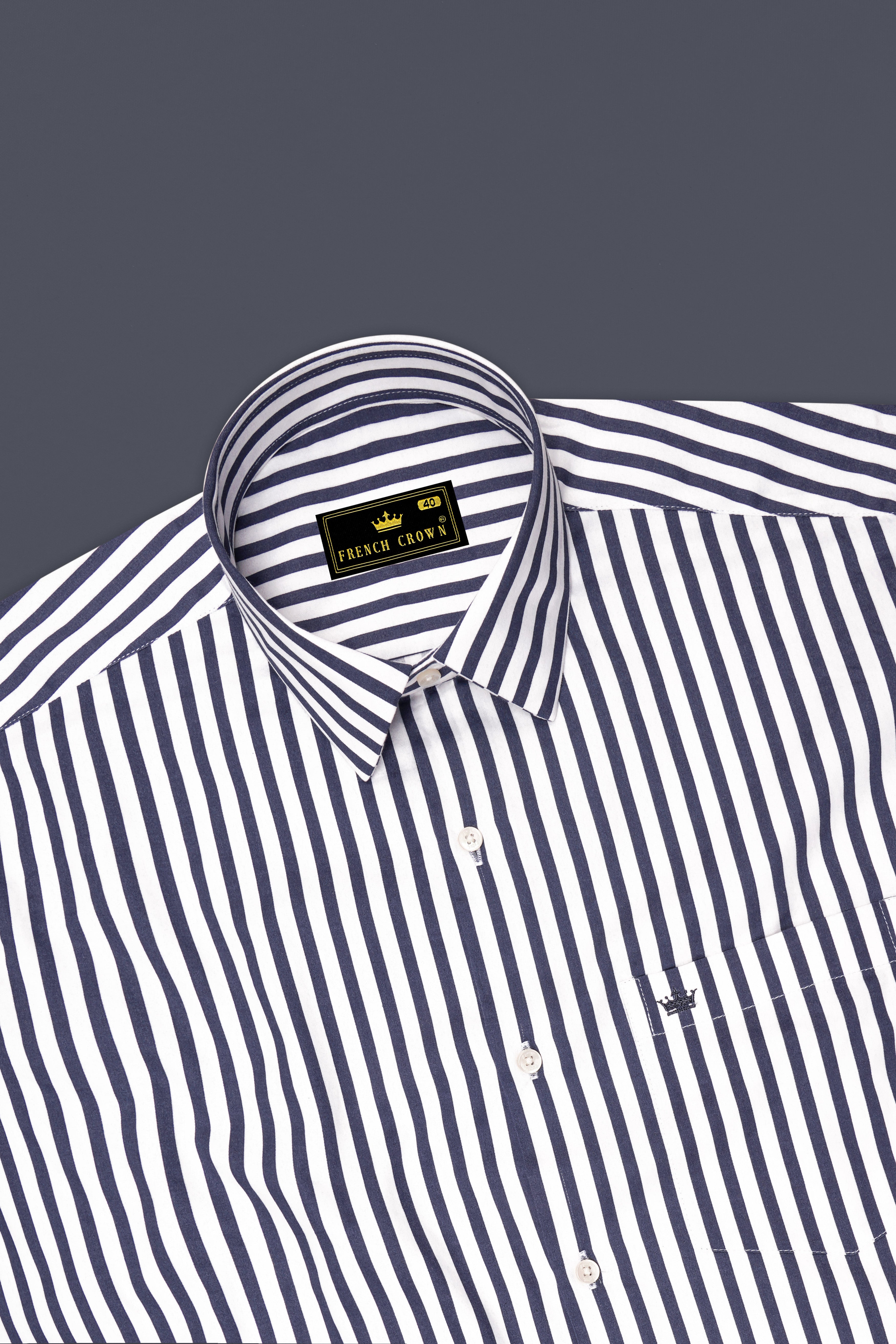 Monovelle-Storm Gray And Bright White Candy Striped Subtle Sheen Super Soft Premium Cotton Dress Shirt