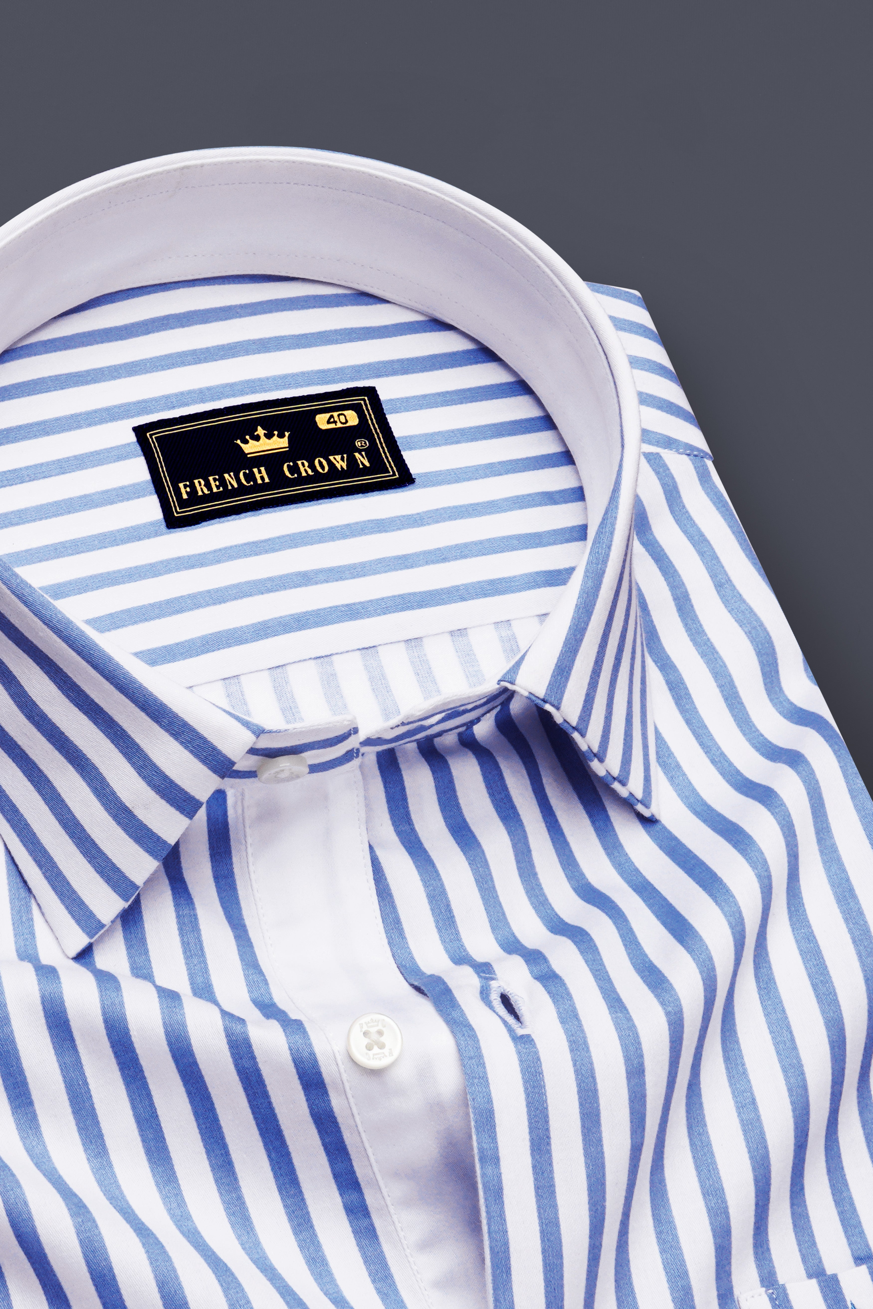 Azurline-Carolina Blue And Bright White Candy Striped Subtle Sheen Soft Premium Cotton Dress Shirt