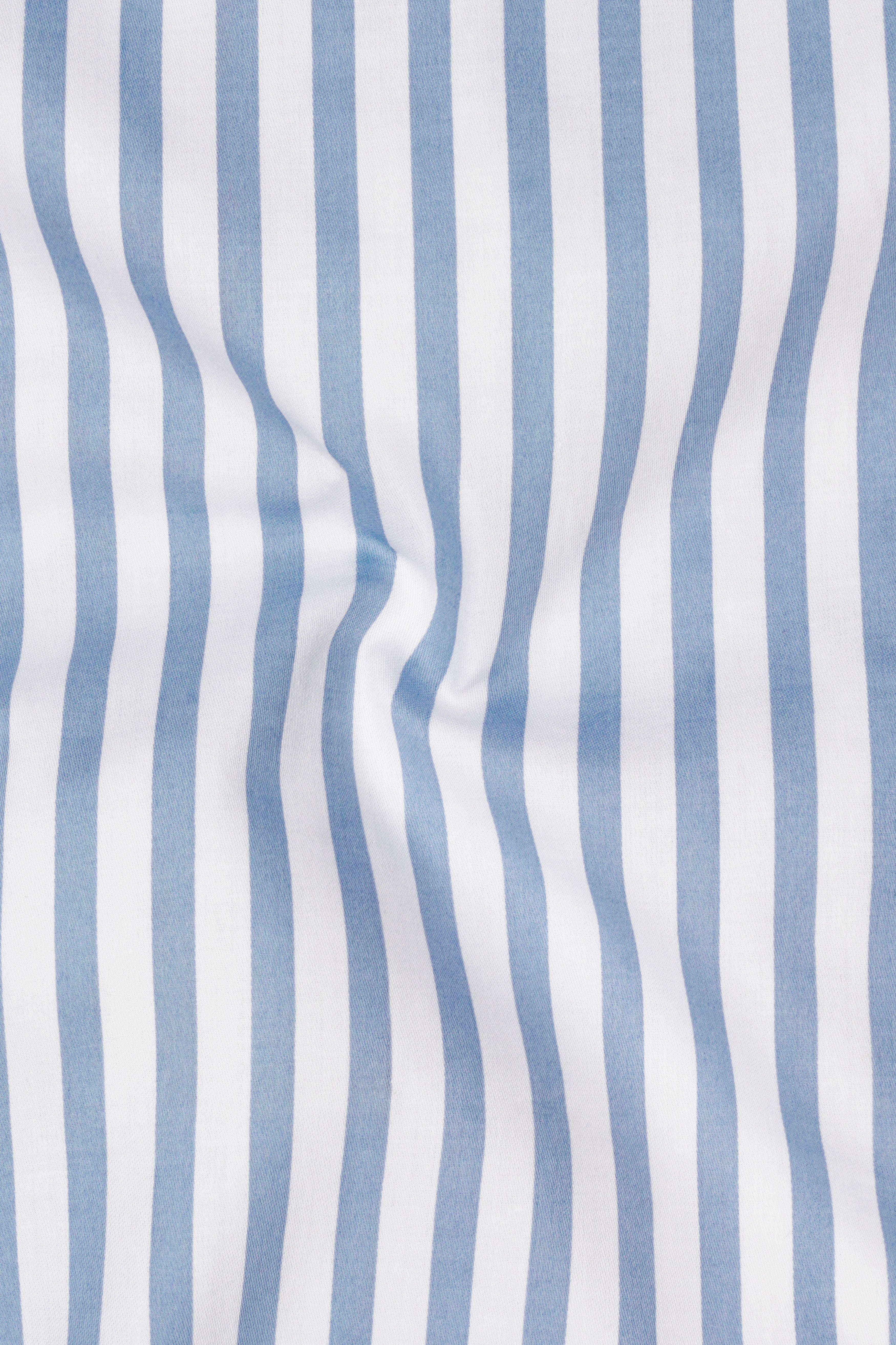 Celestyn-Nepal Blue And Bright White Candy Striped Subtle Sheen Soft Premium Cotton Dress Shirt