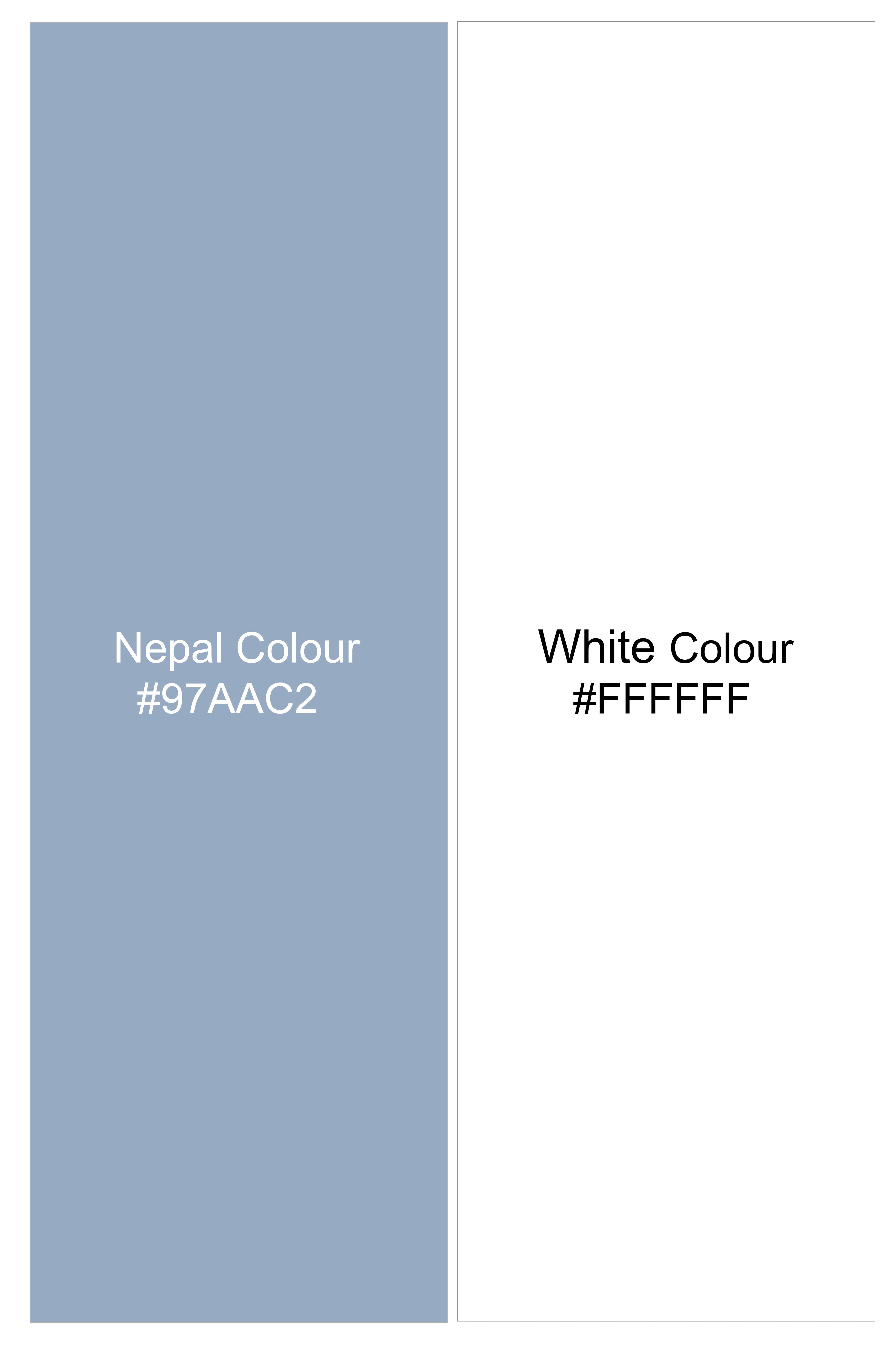 Celestyn-Nepal Blue And Bright White Candy Striped Subtle Sheen Soft Premium Cotton Dress Shirt