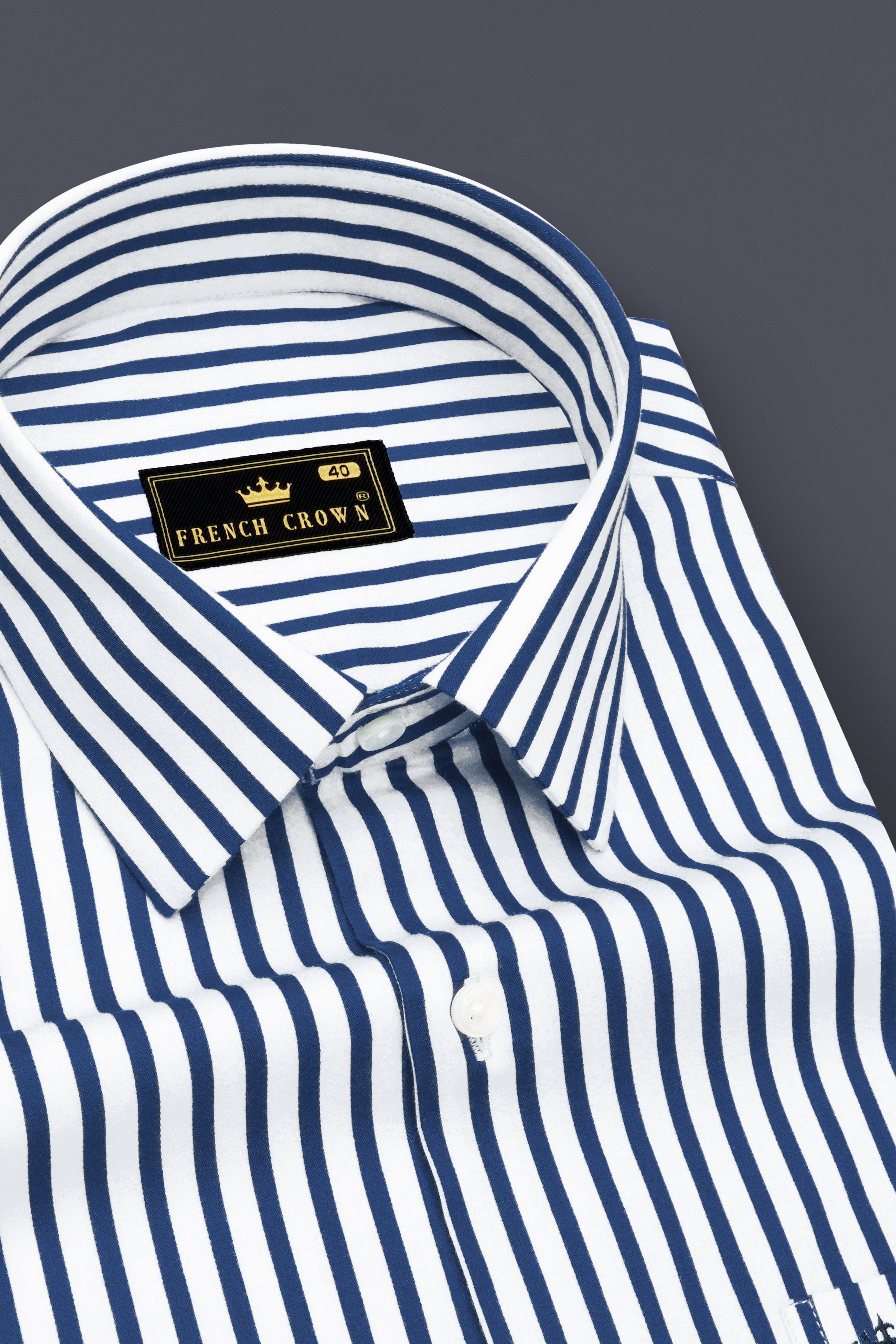 Sapphire-Lapis Blue And Bright White Candy Striped Subtle Sheen Super Soft Premium Cotton Dress Shirt