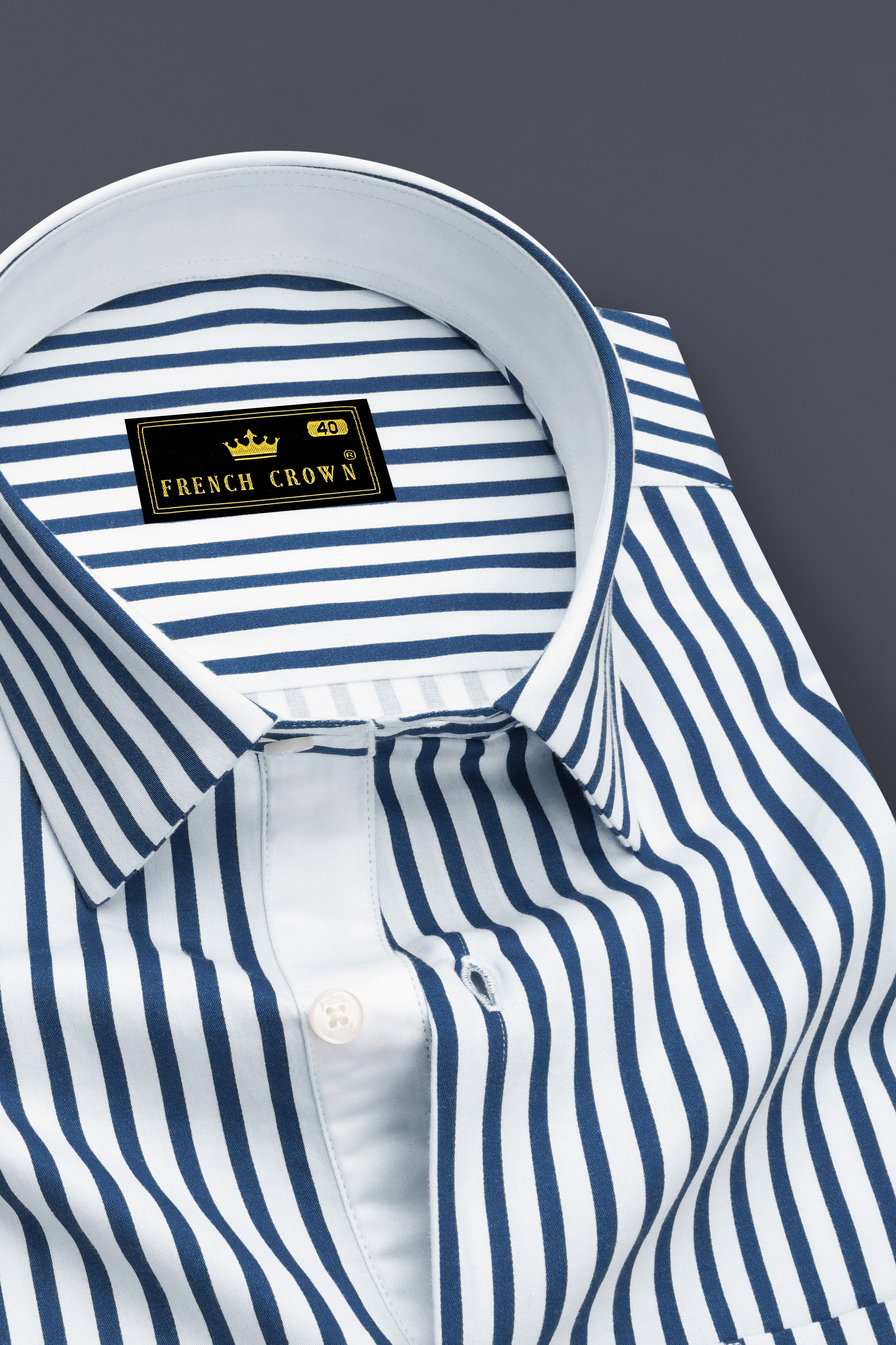 Sapphire-Lapis Blue And Bright White Candy Striped Subtle Sheen Soft Premium Cotton Dress Shirt