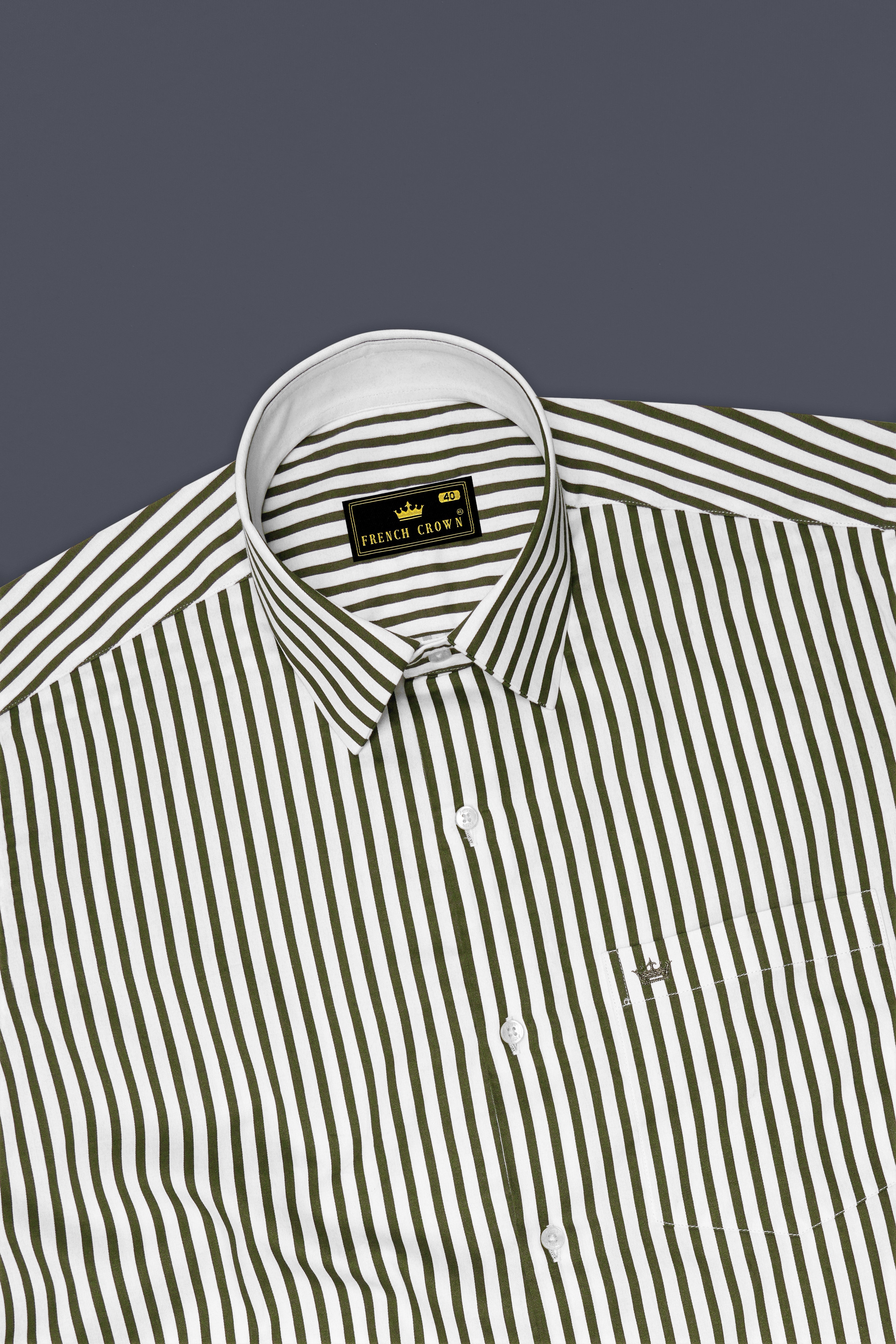 Verdant-Verdigris Green And Bright White Candy Striped Subtle Sheen Soft Premium Cotton Dress Shirt