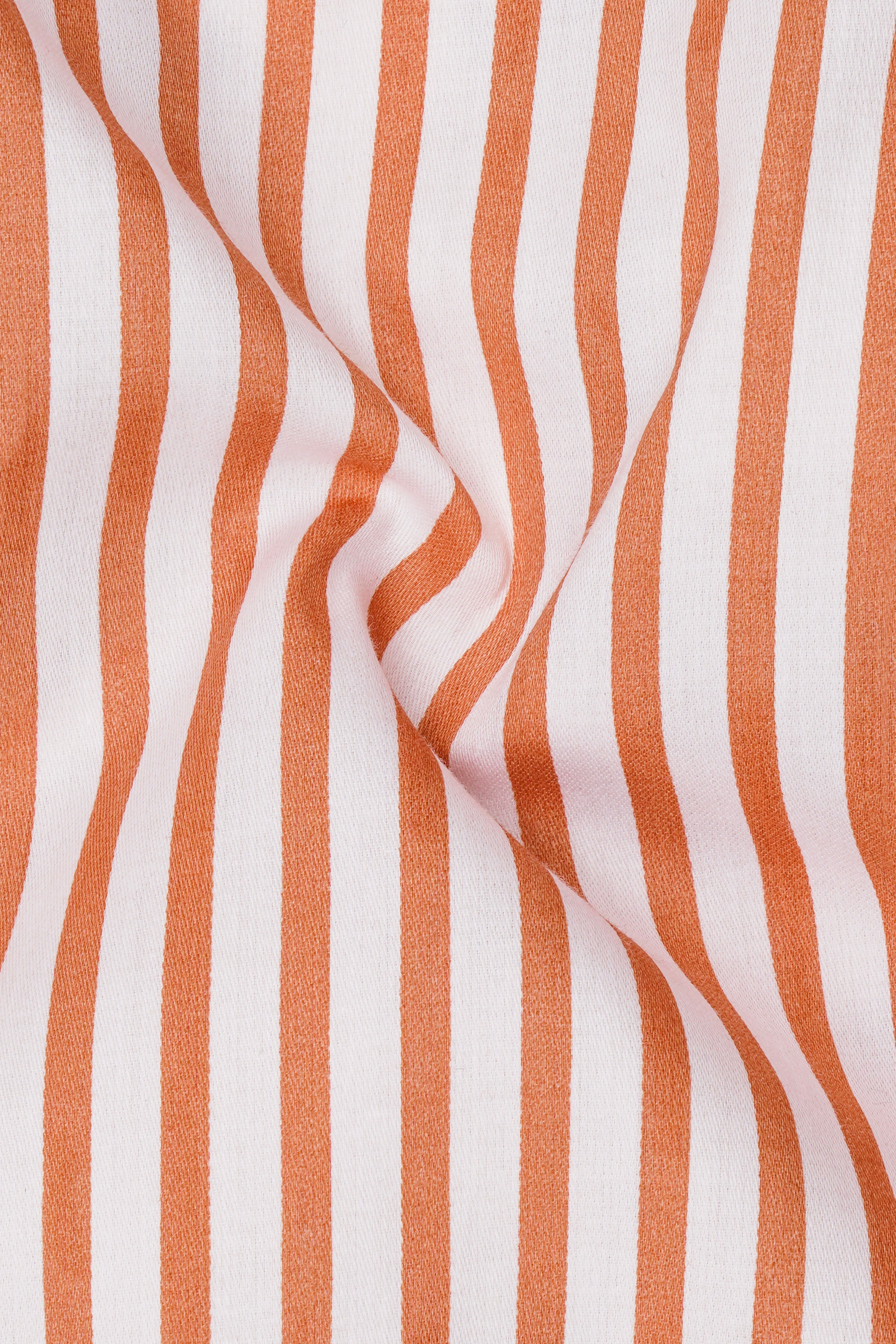 Solcoro-Apricot Orange And Bright White Candy Striped Subtle Sheen Soft Premium Cotton Dress Shirt