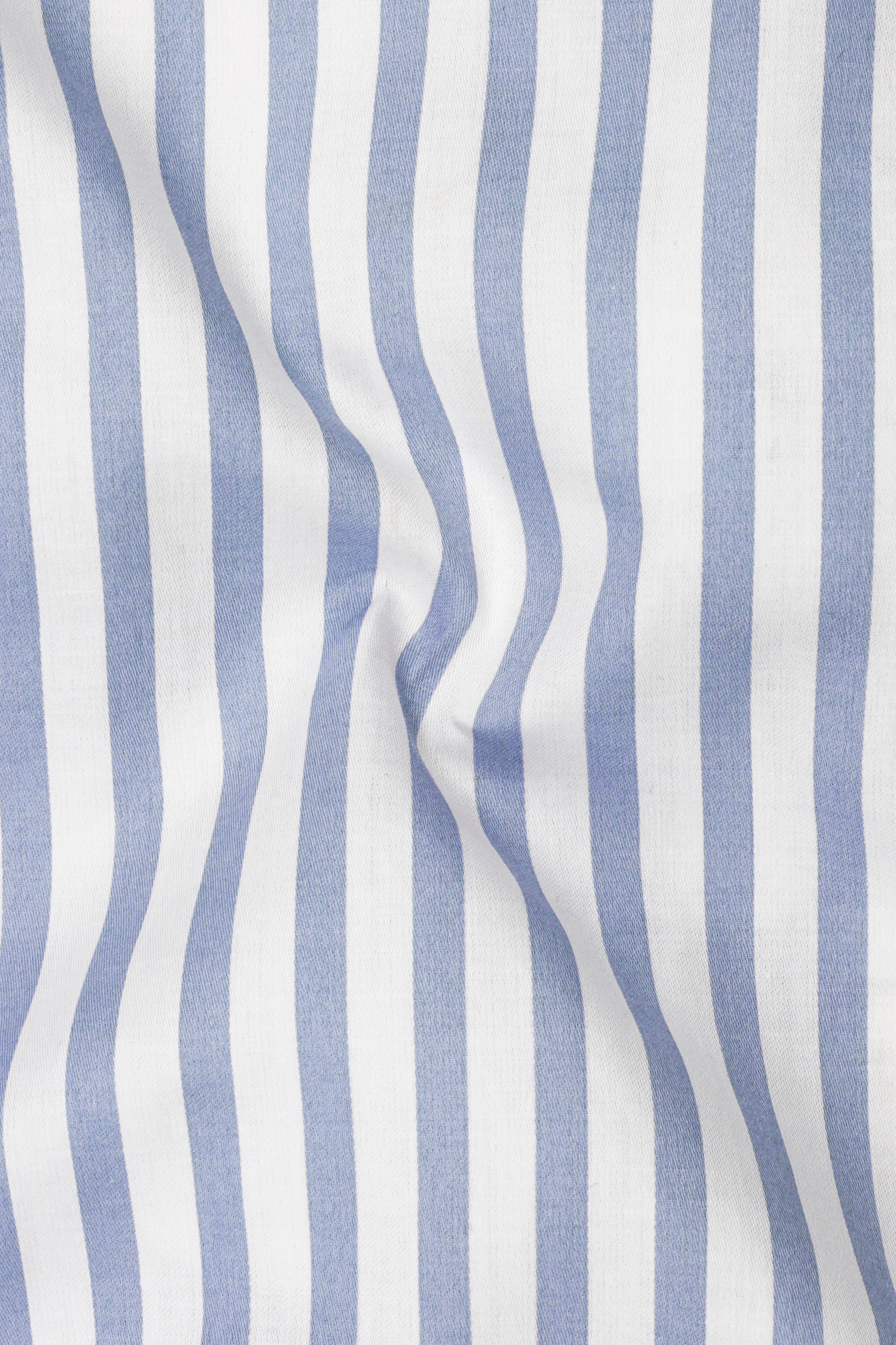 Celestyn-Nepal Blue And Bright White Candy Striped Super Soft Premium Cotton Dress White Cuff Collar Shirt