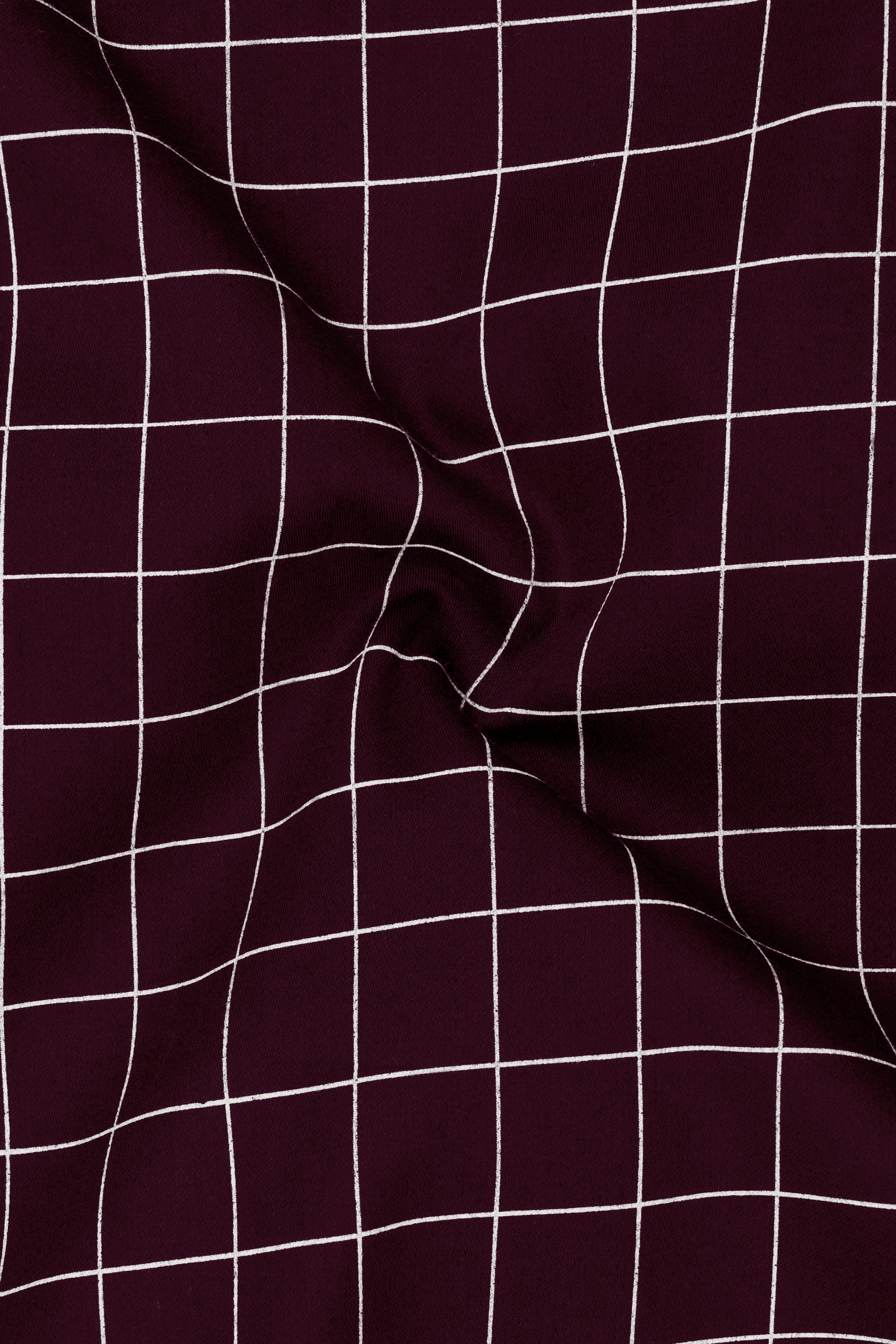 Garnet-Tamarind Maroon And Bright White Windowpane Subtle Sheen Super Soft Premium Cotton Dress Shirt