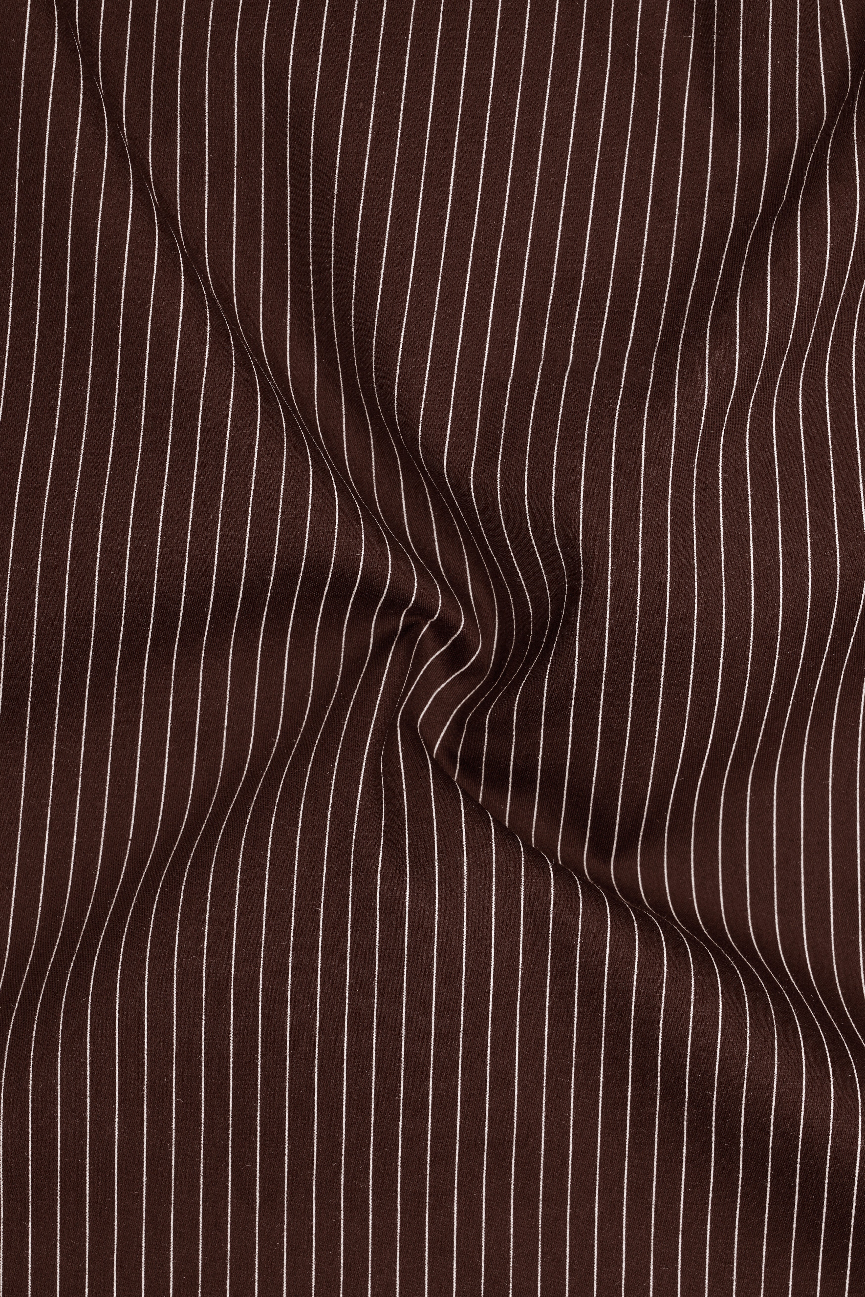Umber-Bistre Brown And Bright White Pin Striped Subtle Sheen Super Soft Premium Cotton Dress Shirt