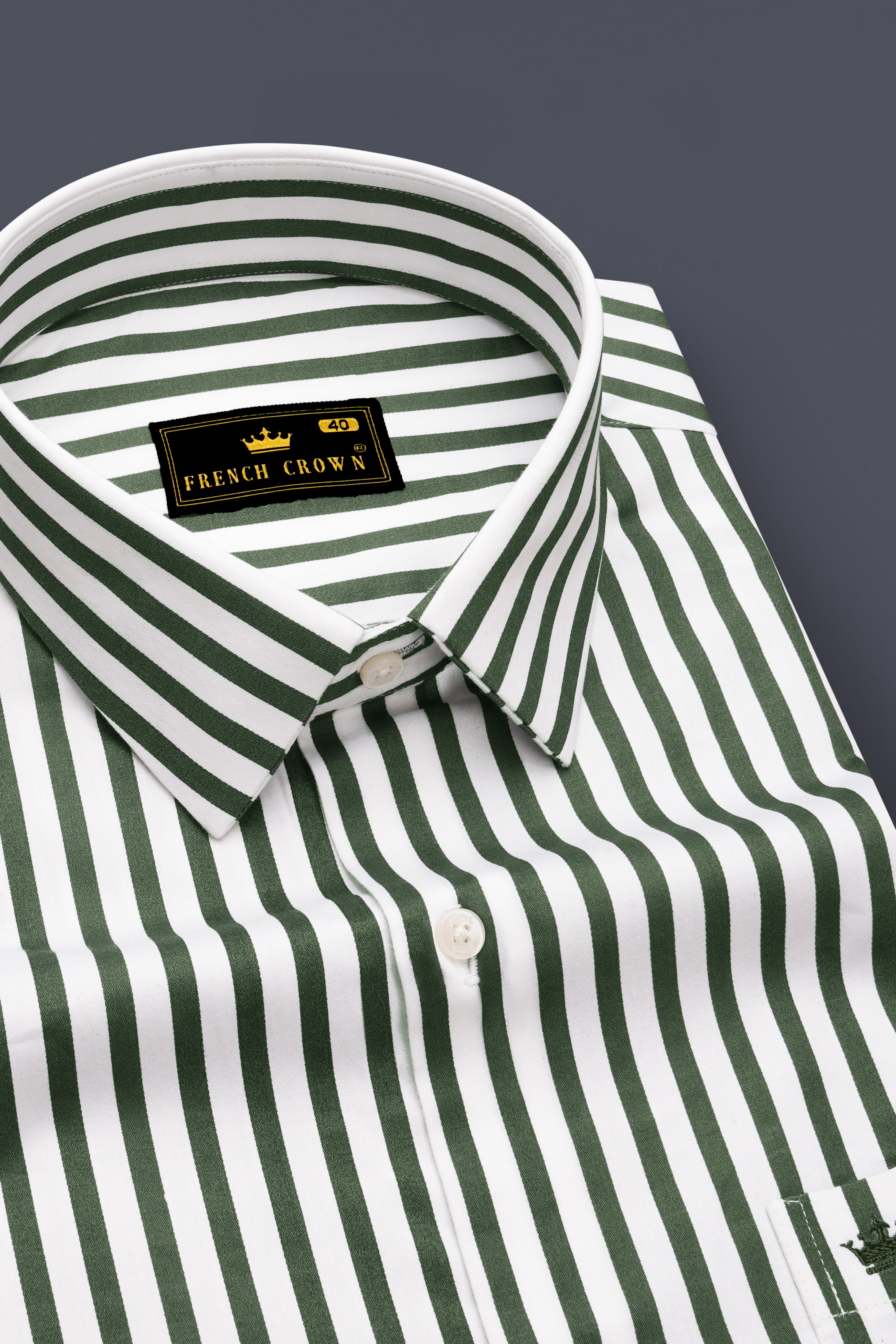 Eclipse-Lunar Green And Bright White Candy Striped Subtle Sheen Super Soft Premium Cotton Dress Shirt