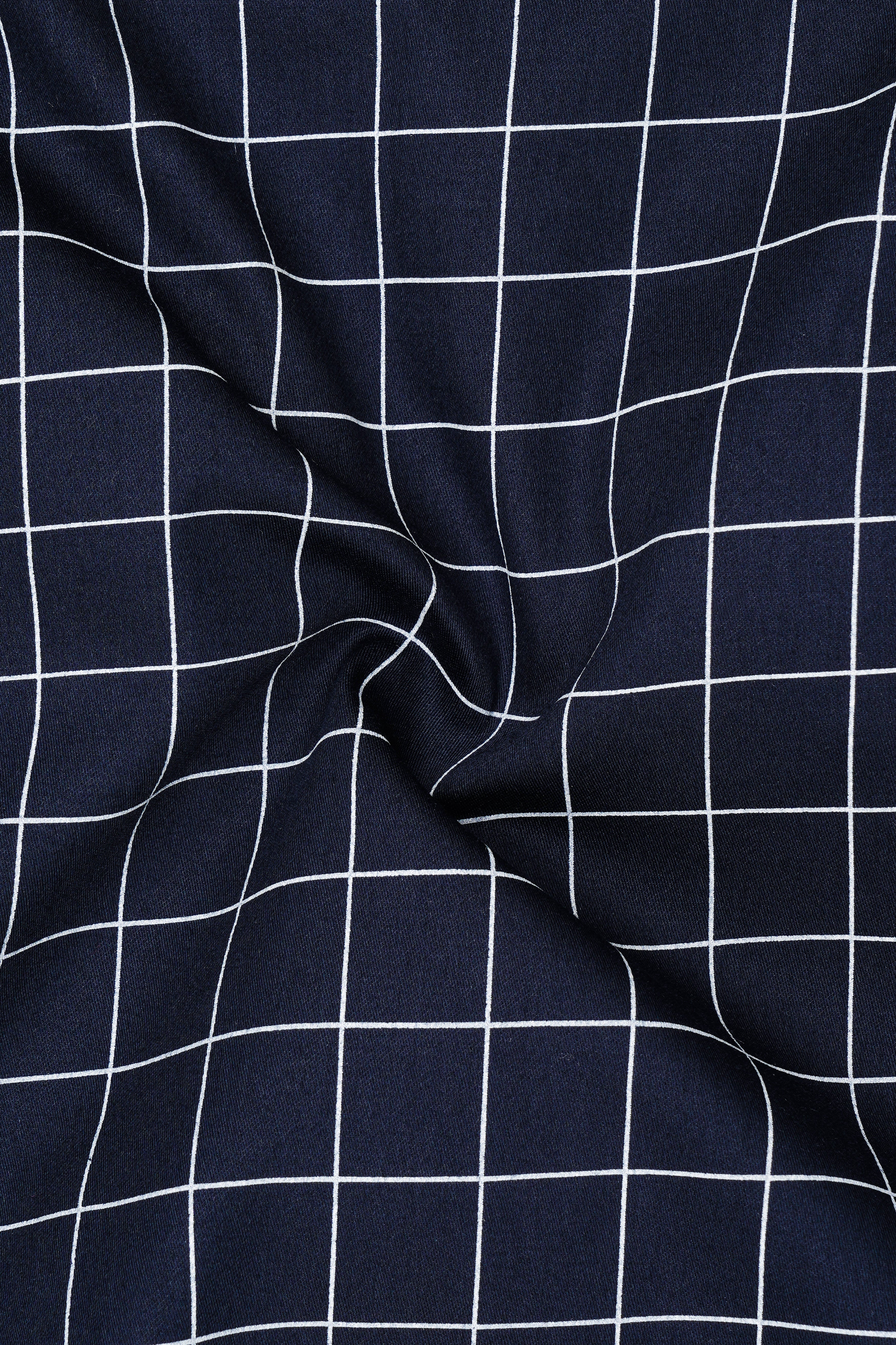 Azure-Mirage Blue And Bright White Windowpane Subtle Sheen Super Soft Premium Cotton Dress Shirt