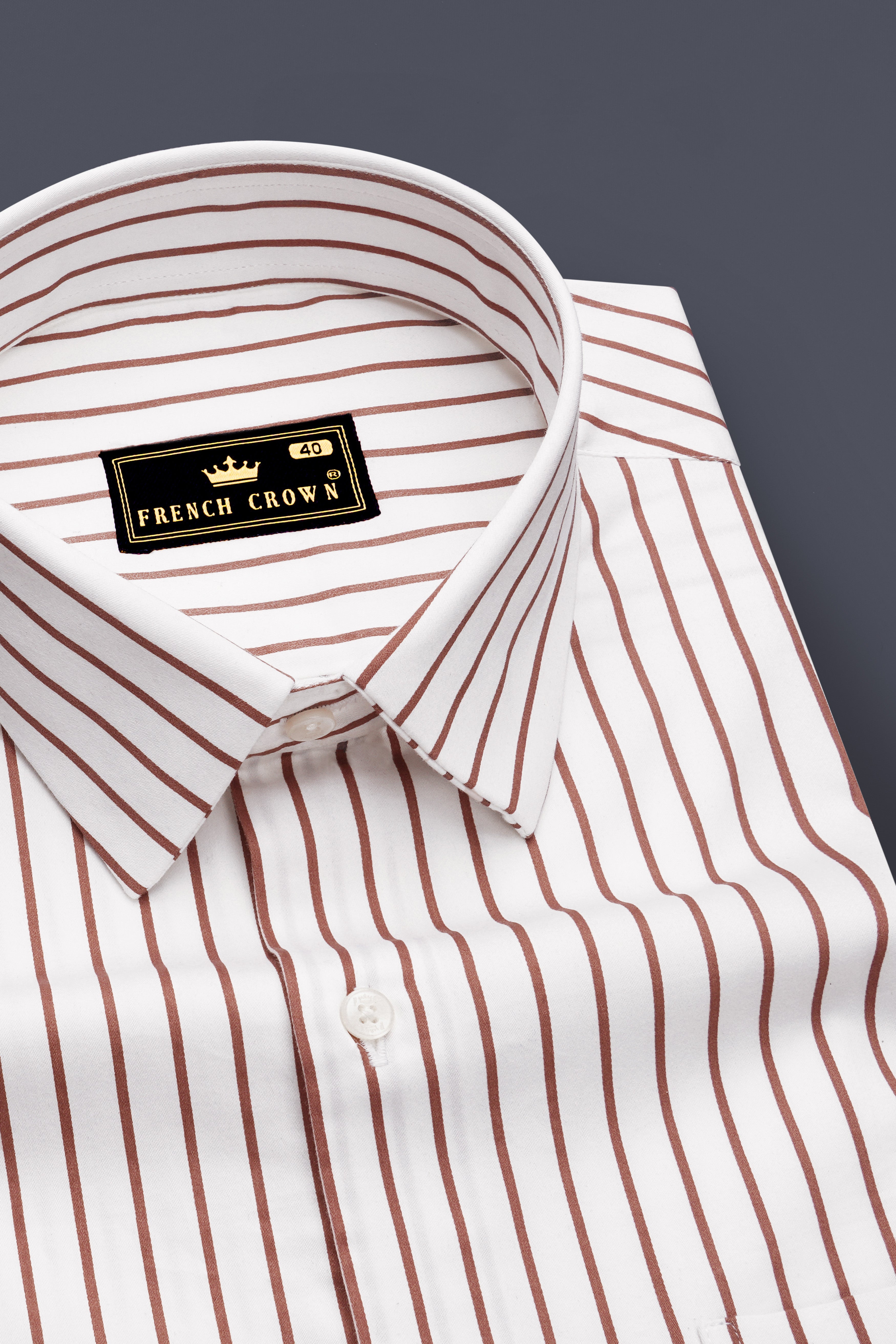 Imperial-Roman Brown And Bright White Pin Striped Subtle Sheen Super Soft Premium Cotton Dress Shirt