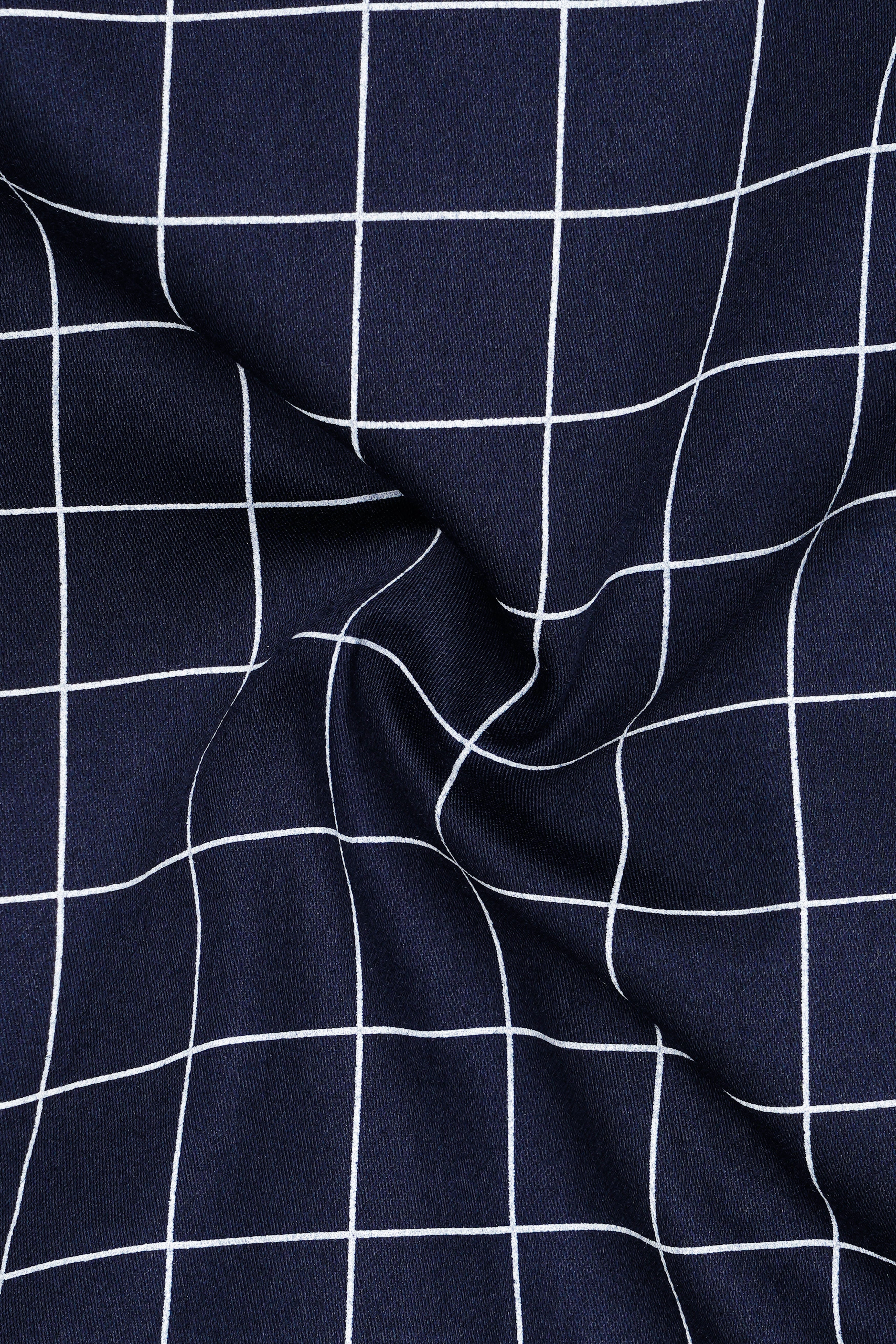 Azure-Mirage Blue And Bright White Windowpane Subtle Sheen Super Soft Premium Cotton Dress White Cuff Collar Shirt