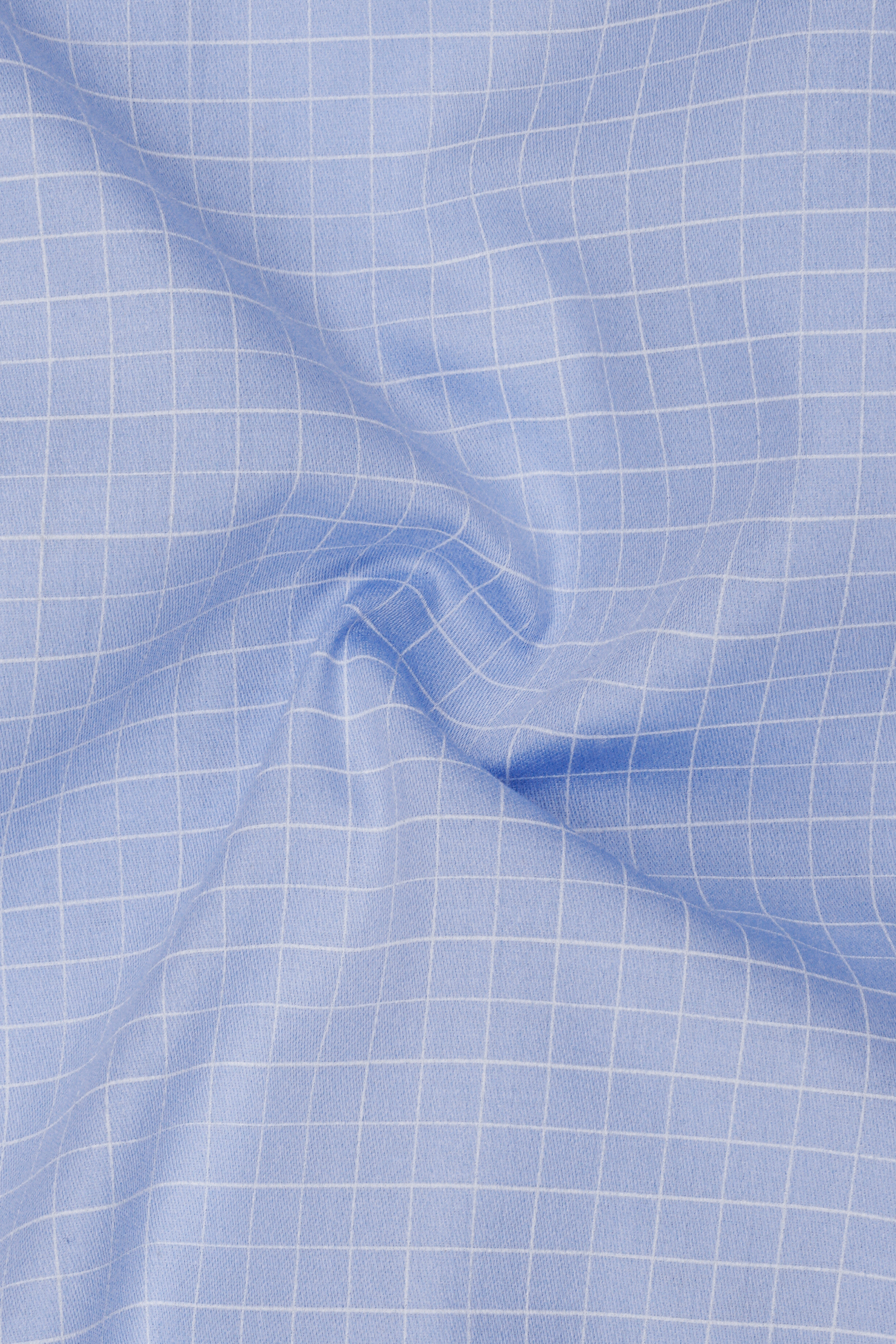 Mariner-Perano Blue And Bright White Plaid Subtle Sheen Super Soft Premium Cotton Dress White Cuff Collar Shirt