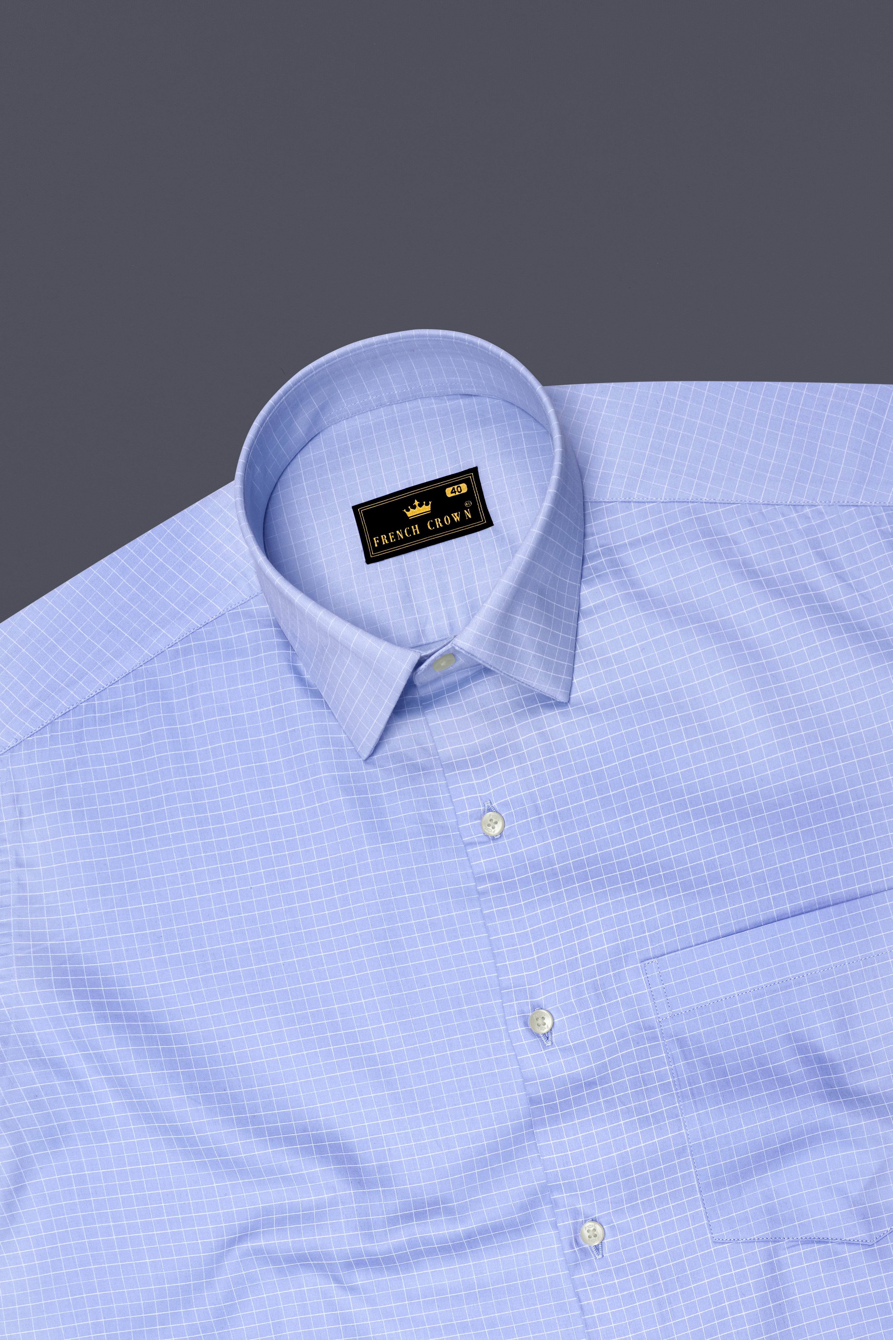Mariner-Perano Blue And Bright White Plaid Subtle Sheen Super Soft Premium Cotton Dress Shirt
