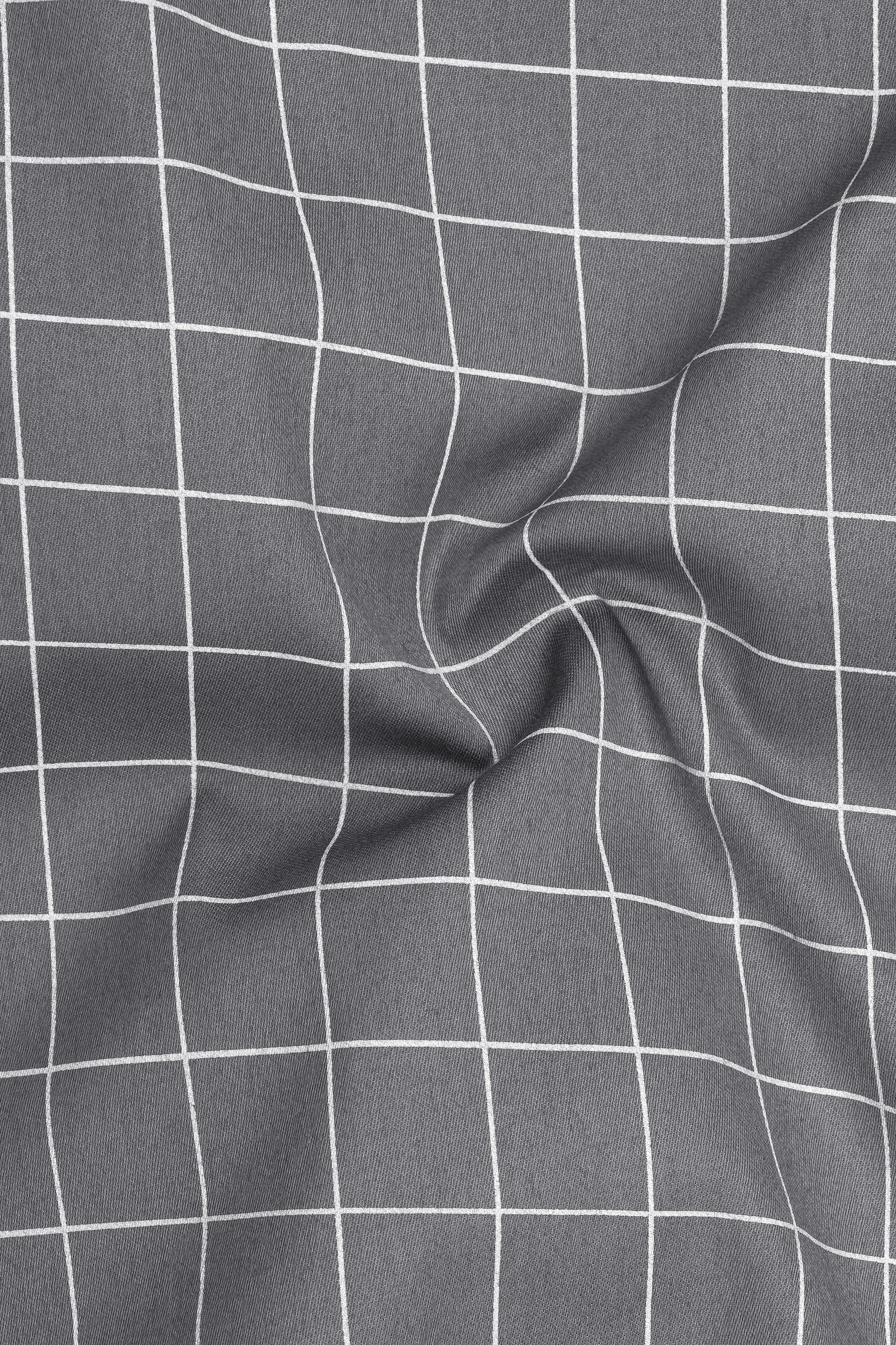 Argent-Shuttle Gray And Bright White Windowpane Subtle Sheen Super Soft Premium Cotton Dress Shirt