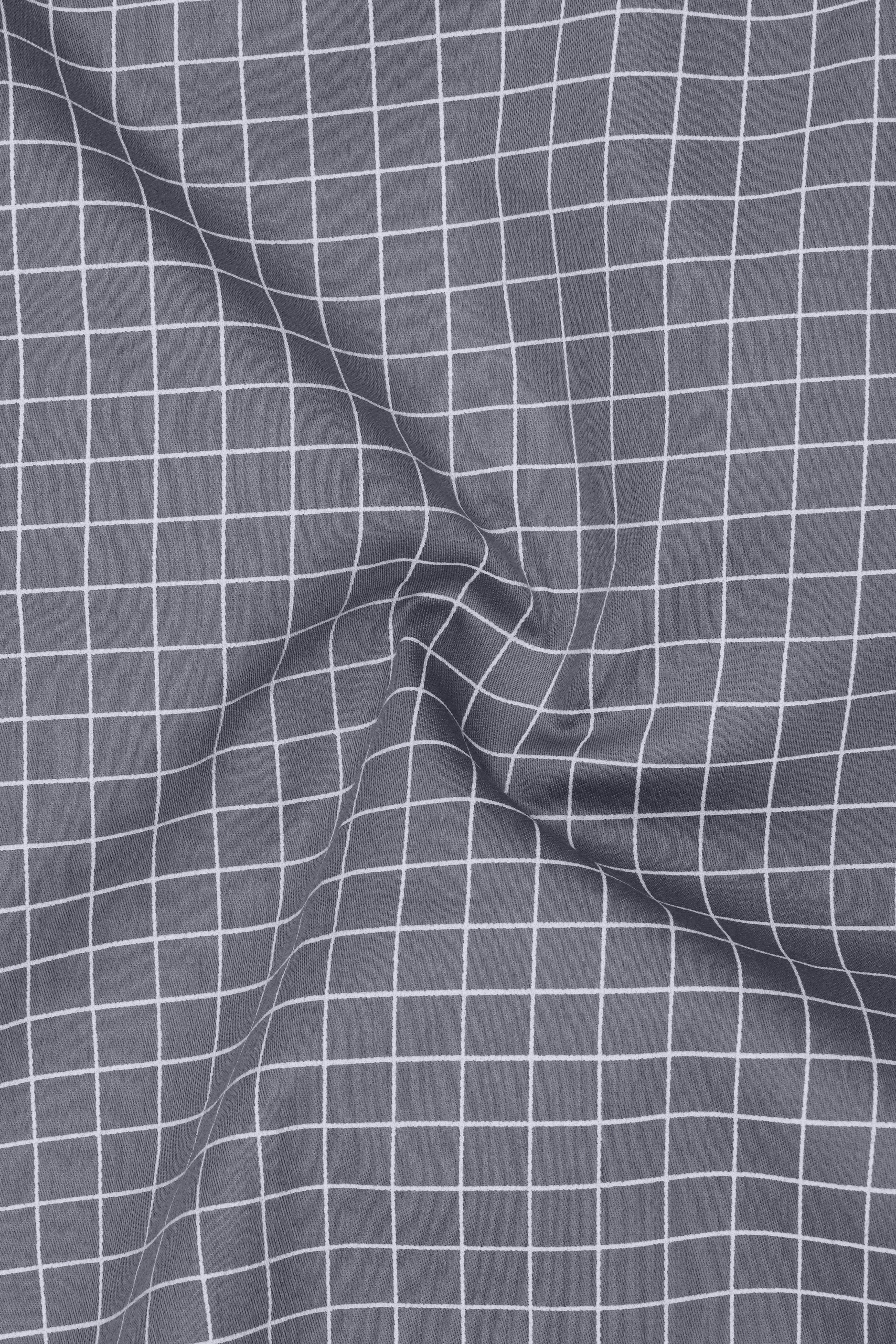 Sterling-Mobster Gray And Bright White Plaid Subtle Sheen Super Soft Premium Cotton Dress Shirt