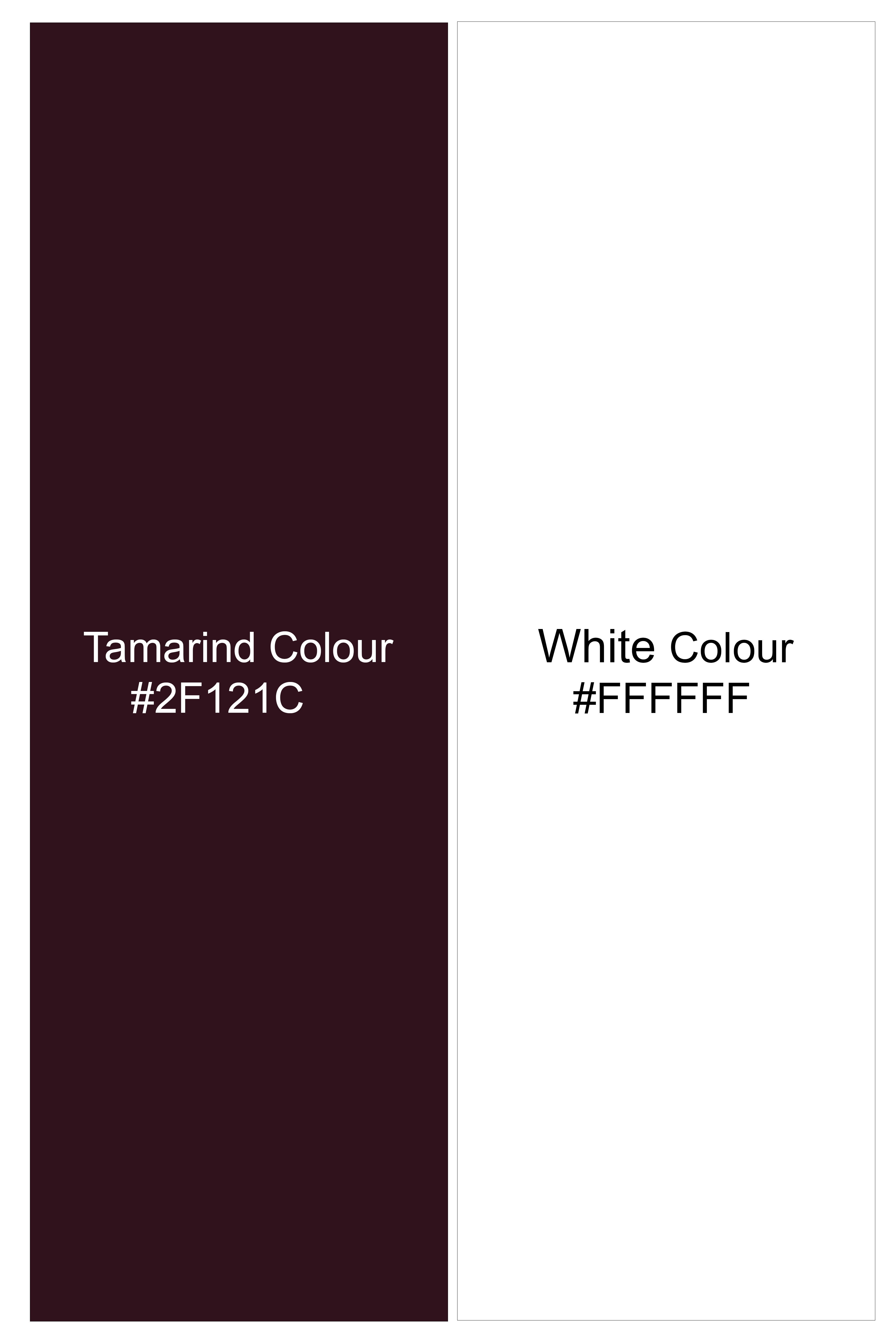 Garnet-Tamarind Maroon And Bright White Windowpane Subtle Sheen Super Soft Premium Cotton Dress White Cuff Collar Shirt