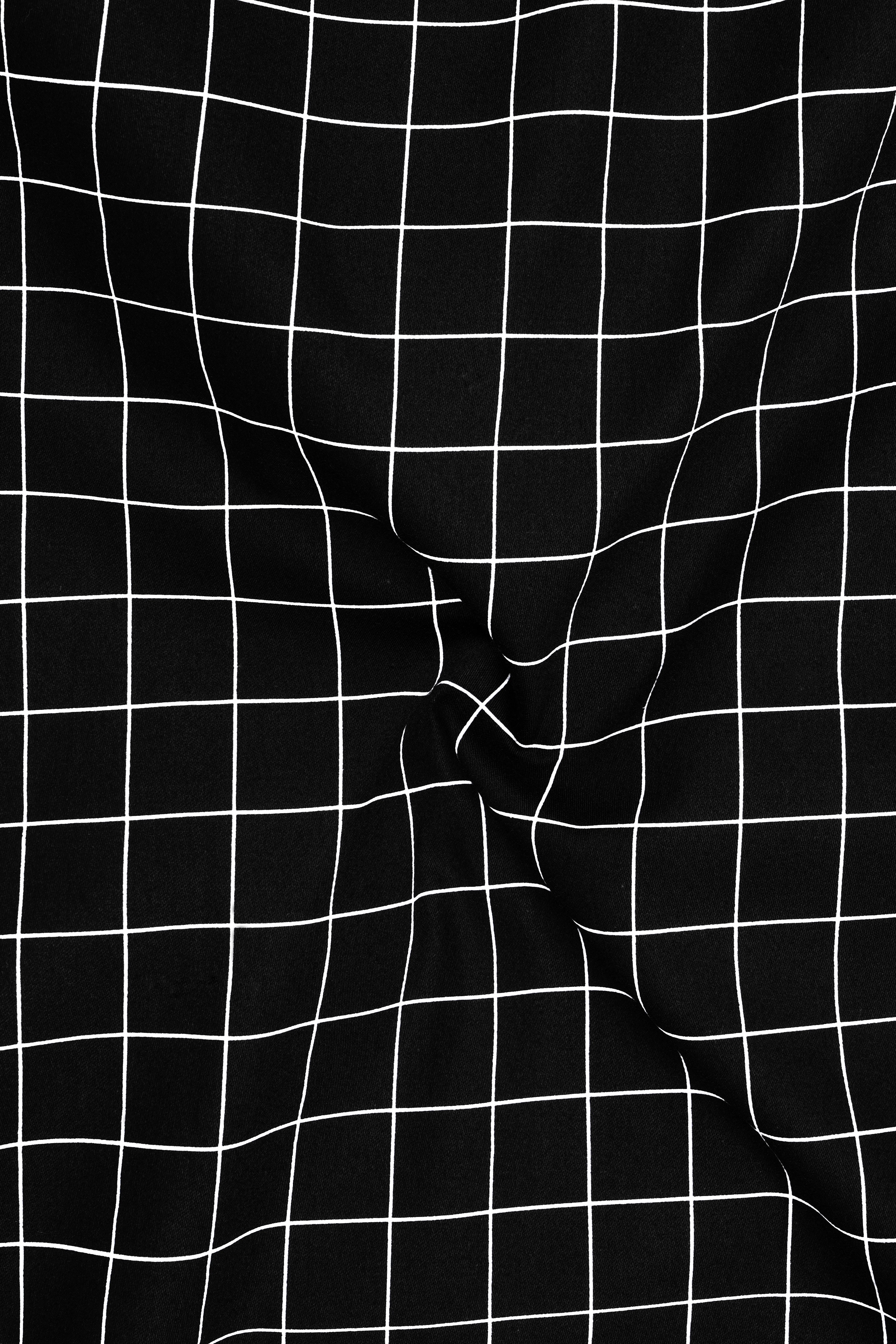 Obsidian-Jade Black And Bright White Windowpane Subtle Sheen Super Soft Premium Cotton Dress Shirt