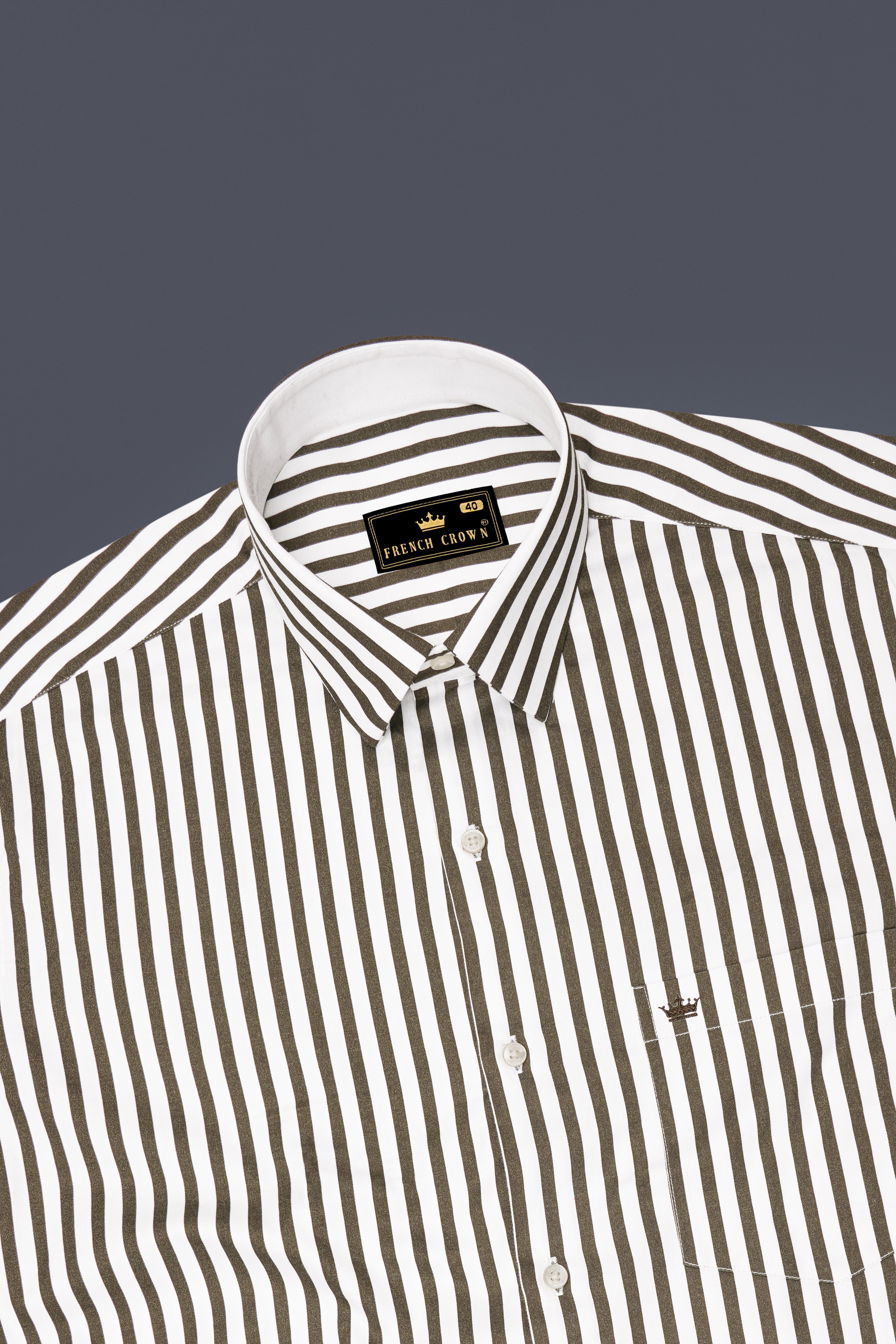 Meadow-Hemlock Green And Bright White Candy Striped Subtle Sheen Soft Premium Cotton Dress Shirt